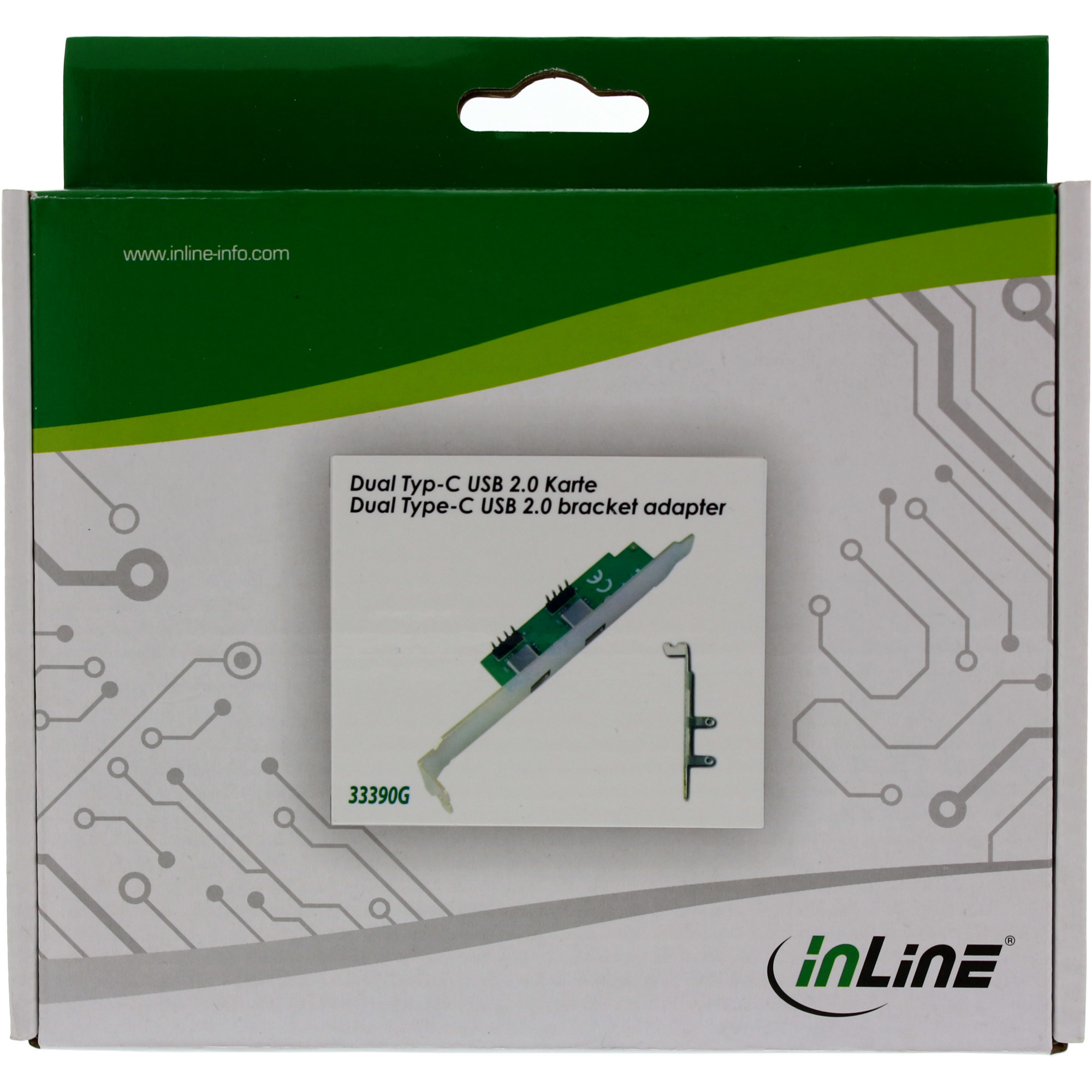 InLine Slot Bracket 2x USB 2.0 Type C female / internal mainboard header male – image 4