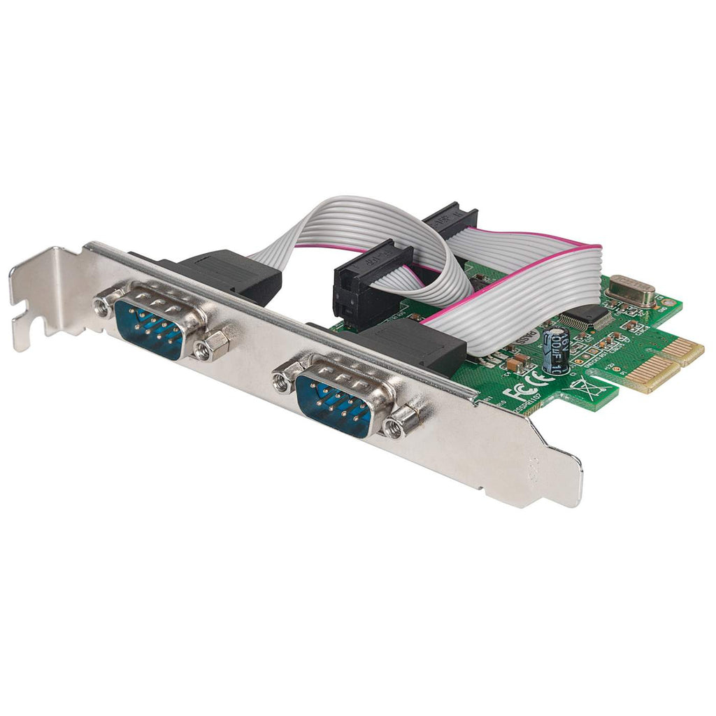 Manhattan PCI Express Card, 2x Serial DB9 ports, 2.5 Mbps, x1 x4 x8 x16 lane buses, Standard/Low Profile PCI, Three Year Warranty, Box – image 1