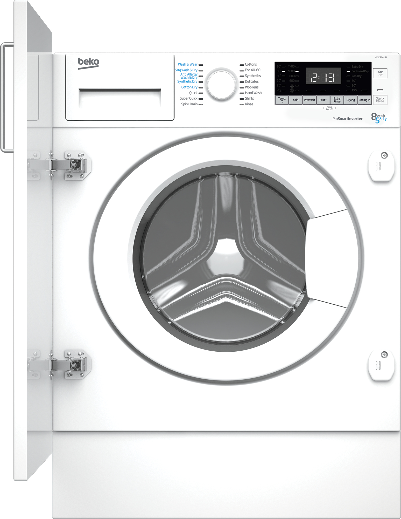 Beko WDIK854151 washer dryer Built-in Front-load White – image 1