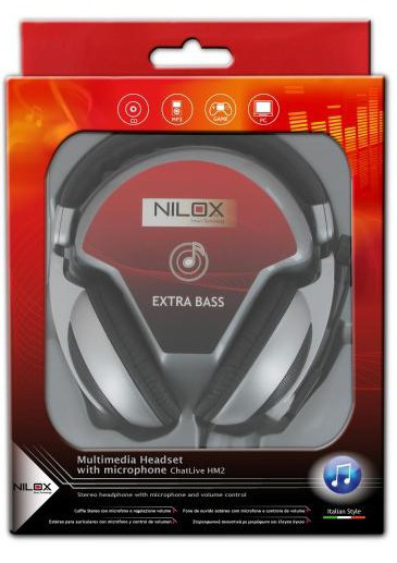 Nilox 10NXCM0000002 headphones/headset Wired Head-band Black, Silver – image 2