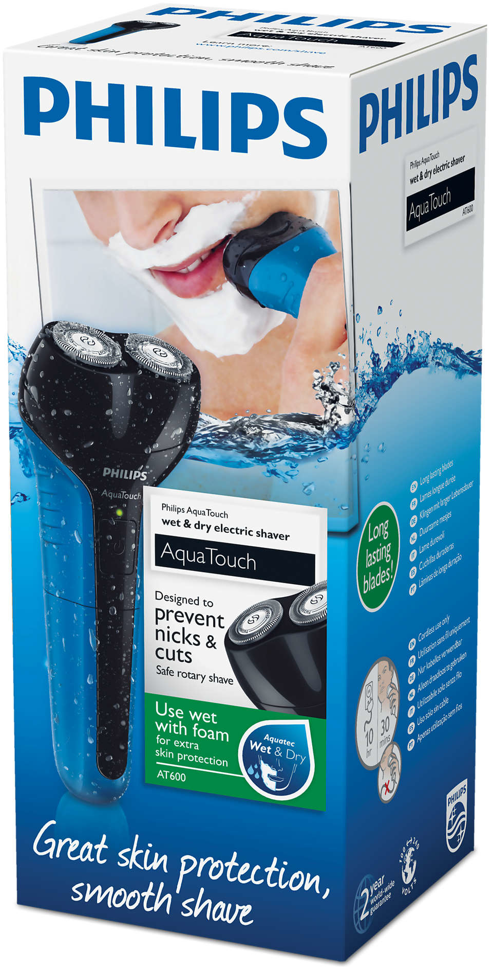 Philips AquaTouch AT600/23 men's shaver Rotation shaver Black, Blue – image 3