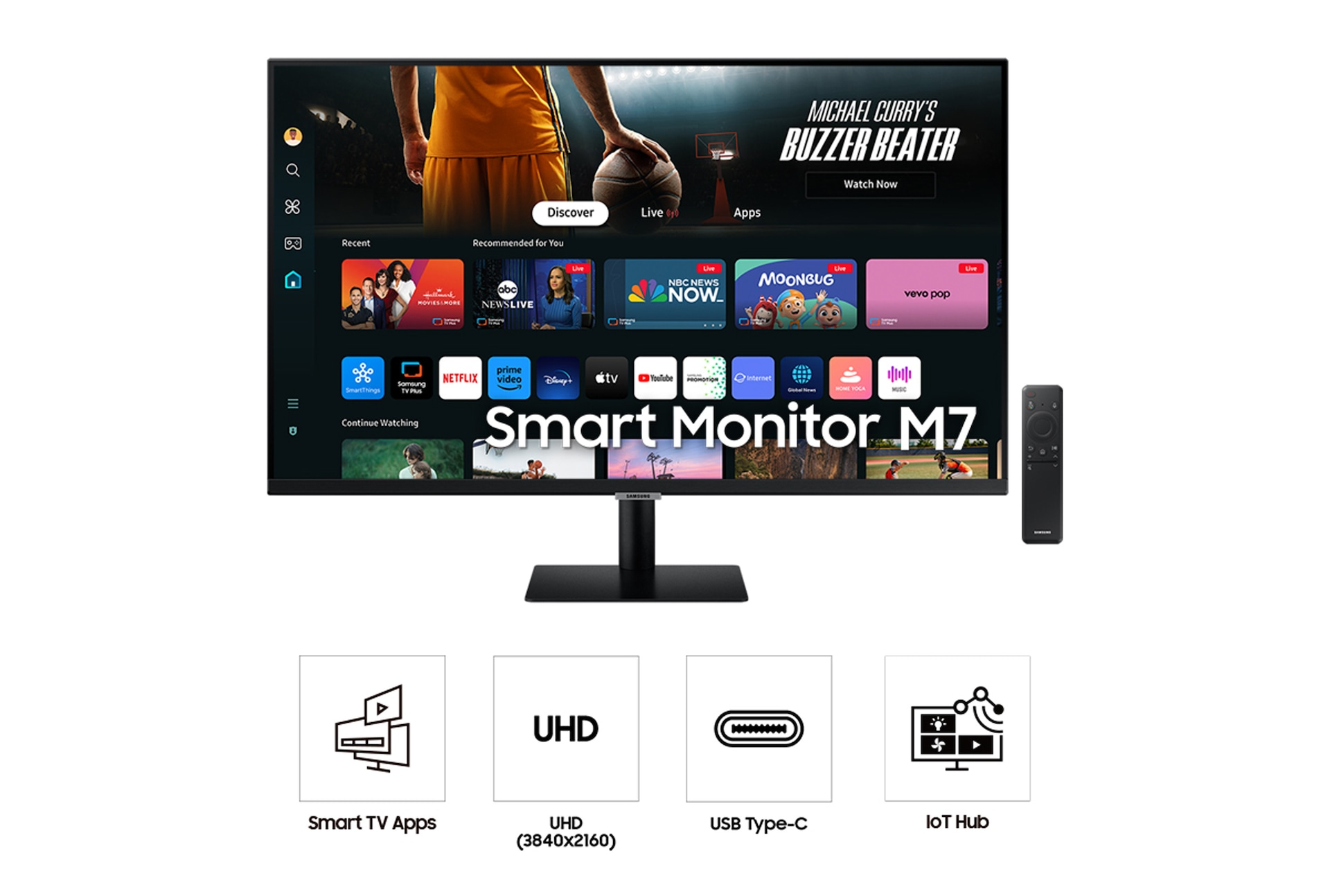 Samsung 32" M70D UHD Smart Monitor with Speakers and a Remote – image 4