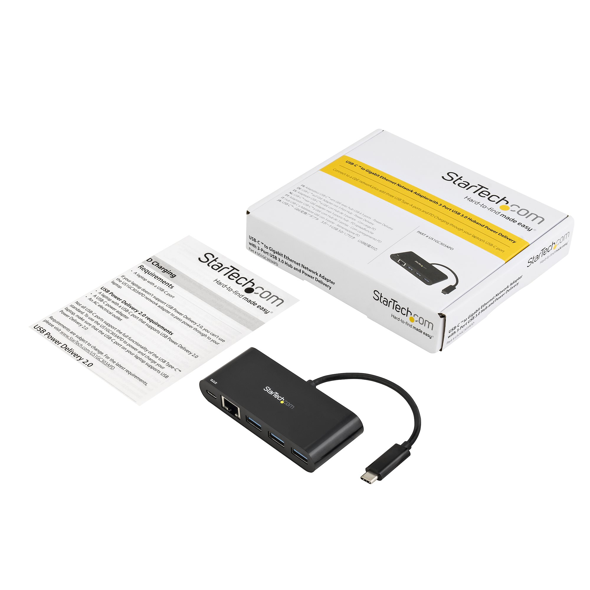 StarTech.com USB-C to Ethernet Adapter with 3-Port USB 3.0 Hub and Power Delivery – image 5