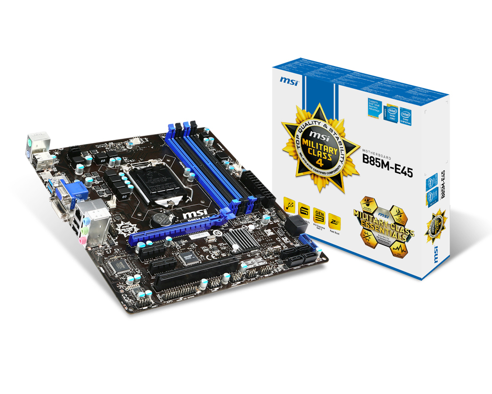 MSI B85M-E45 Intel® B85 LGA 1150 (Socket H3) micro ATX – image 1