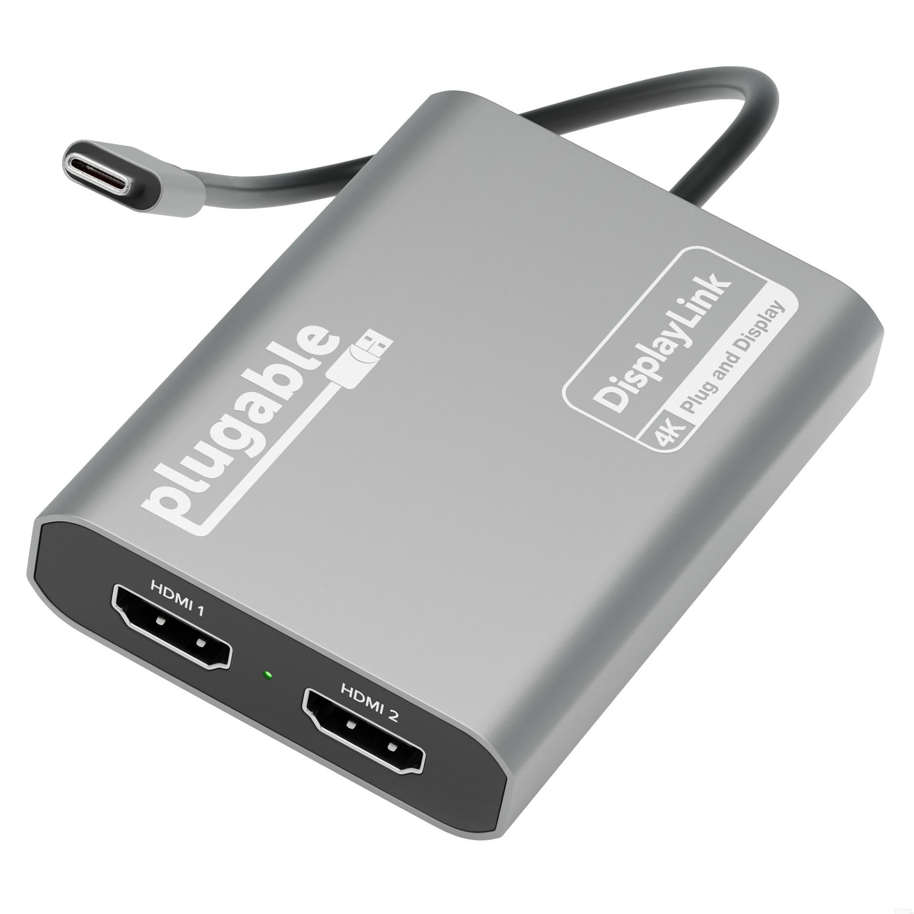 Plugable USBC-6950M Portable USB-C to Dual 4K DisplayLink Certified HDMI Adapter