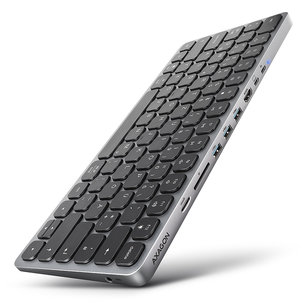 Axagon HMC-KB-GE replicatore di porte e docking station per laptop Cablato USB 3.2 Gen 1 (3.1 Gen 1) Type-C Grigio