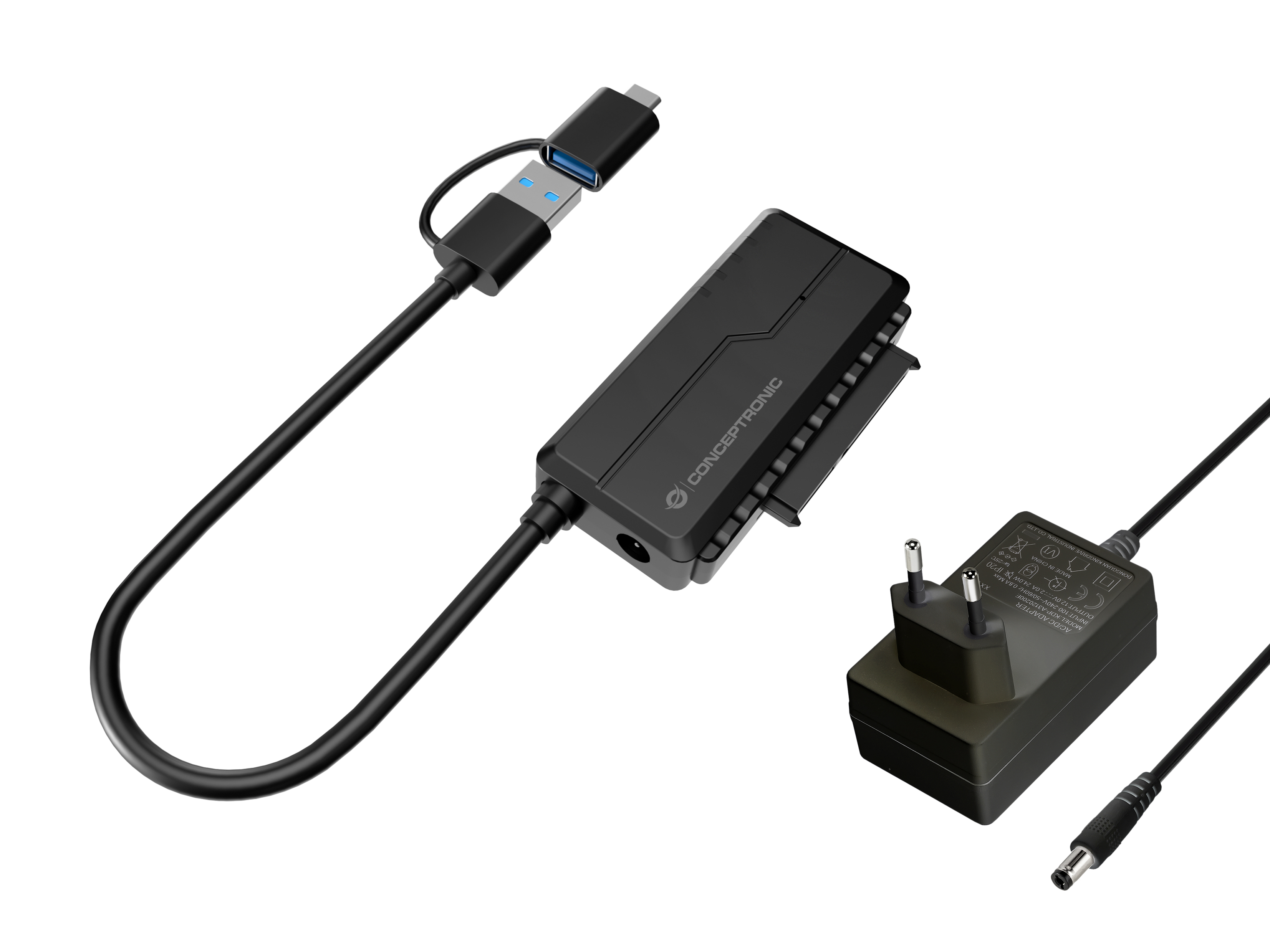 Conceptronic ABBY21B adattatore per inversione del genere dei cavi USB Type-A SATA 22-pin Nero