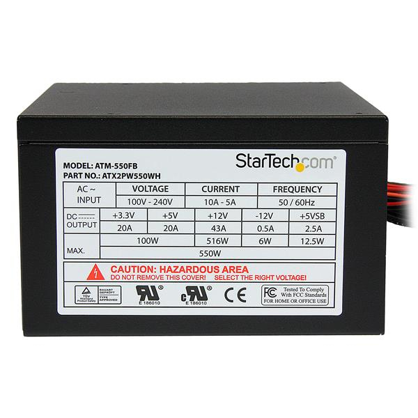StarTech.com 550 Watt ATX12V 2.3 80 Plus Computer Power Supply w/ Active PFC – image 3