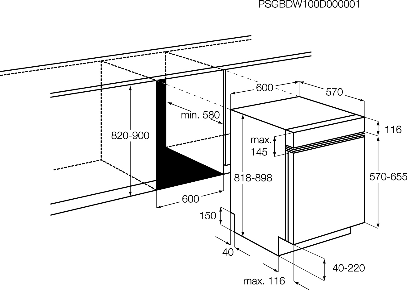 AEG F65000IM0P Semi built-in 12 place settings – image 2