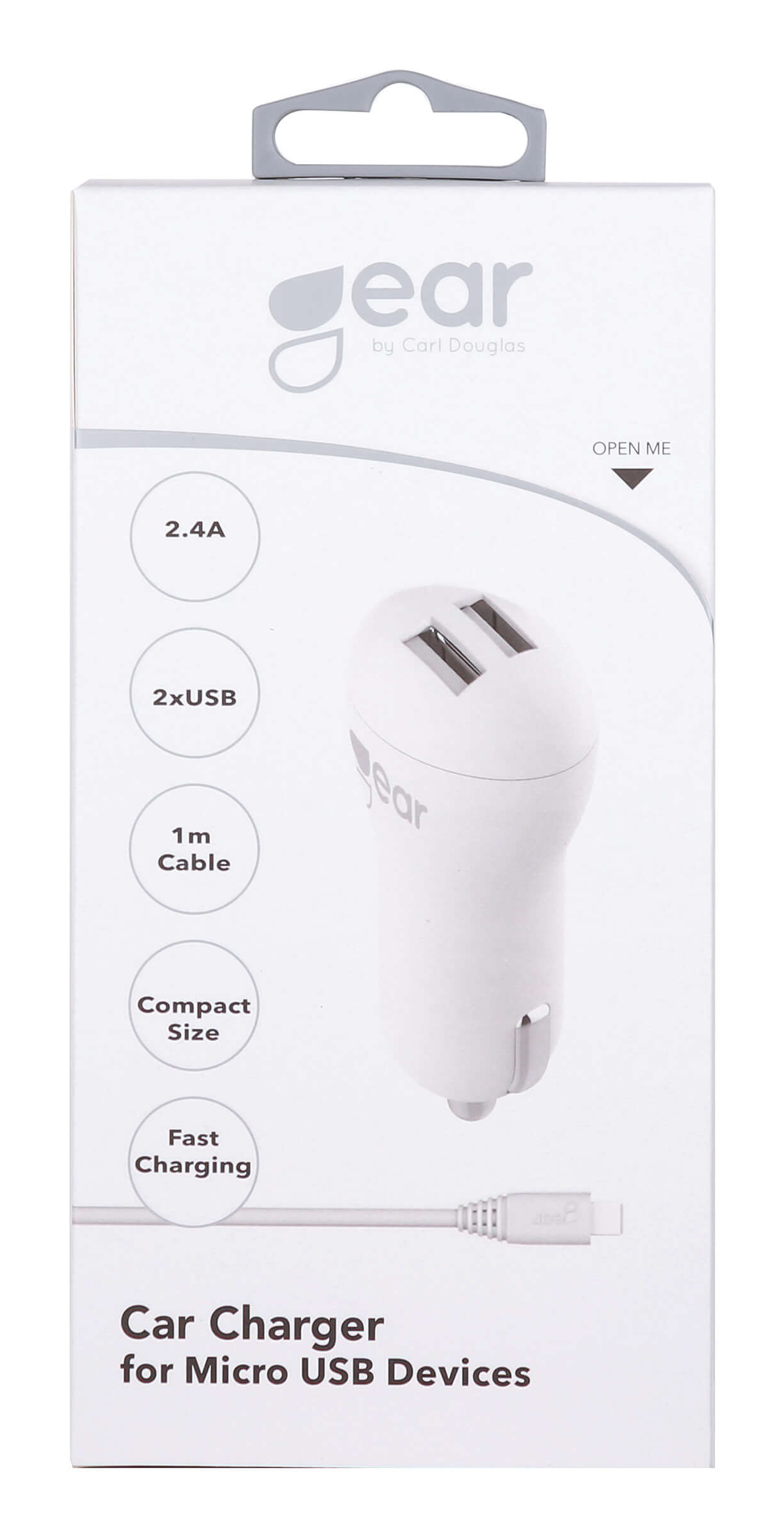 Gear Charger 12V 2xUSB 2,4A White MicroUSB Cable 1m – image 2