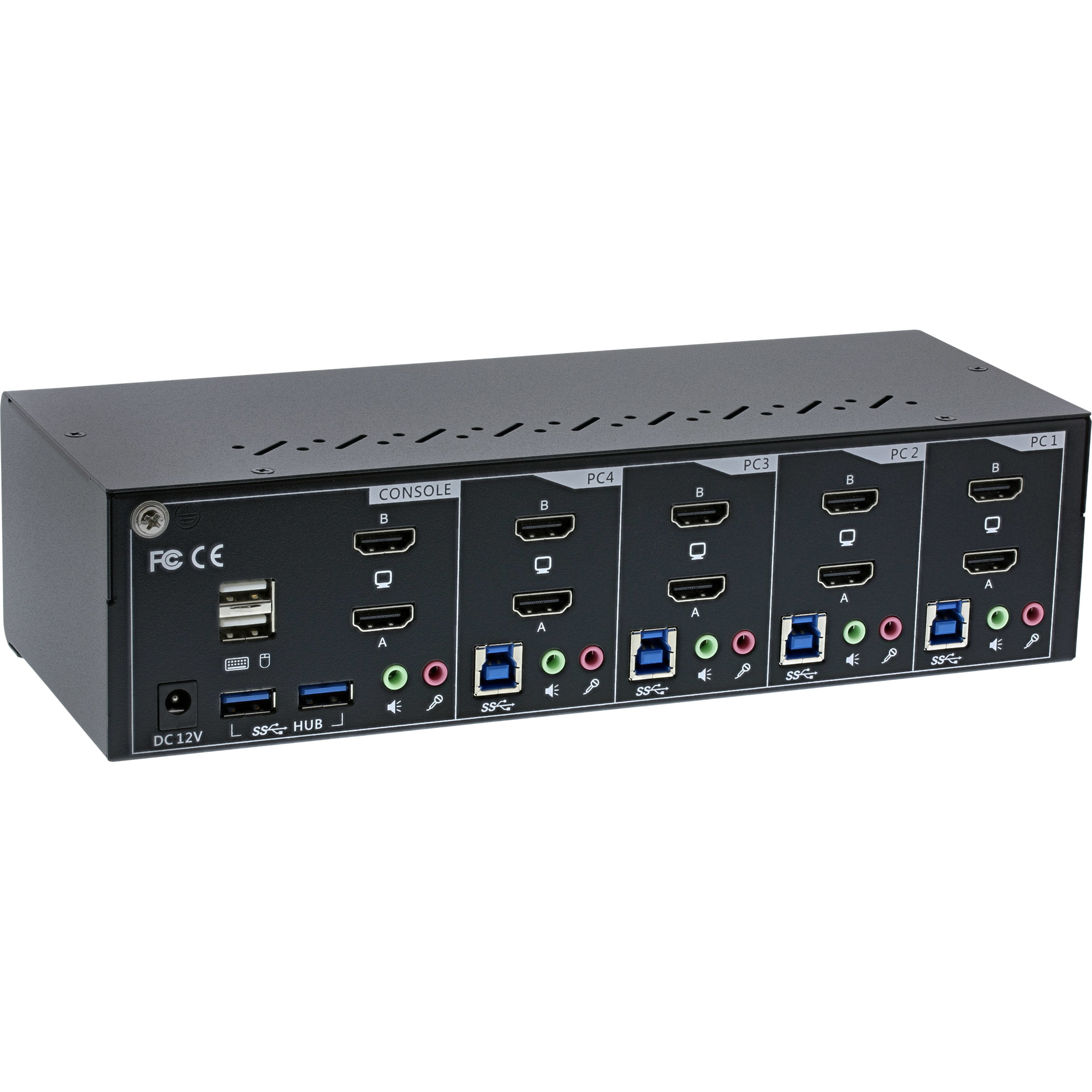 InLine KVM Desktop Switch, 4-port, Dual Monitor, HDMI, 4K, USB 3.0, Audio – image 2