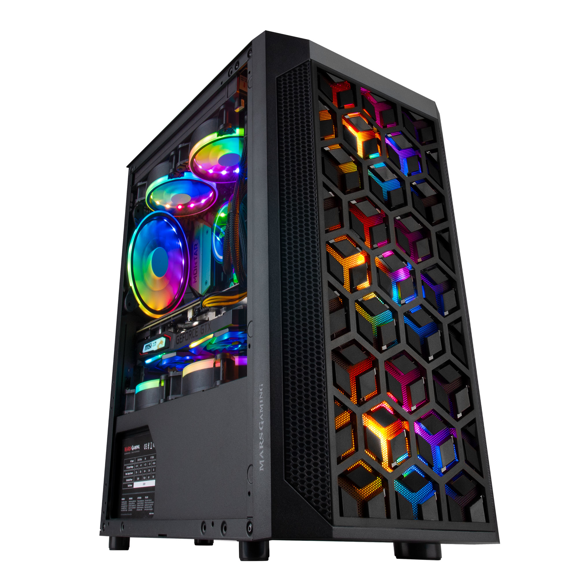 Mars Gaming MCMESH Micro ATX Gaming PC Case 3x FRGB Fan Black – image 7
