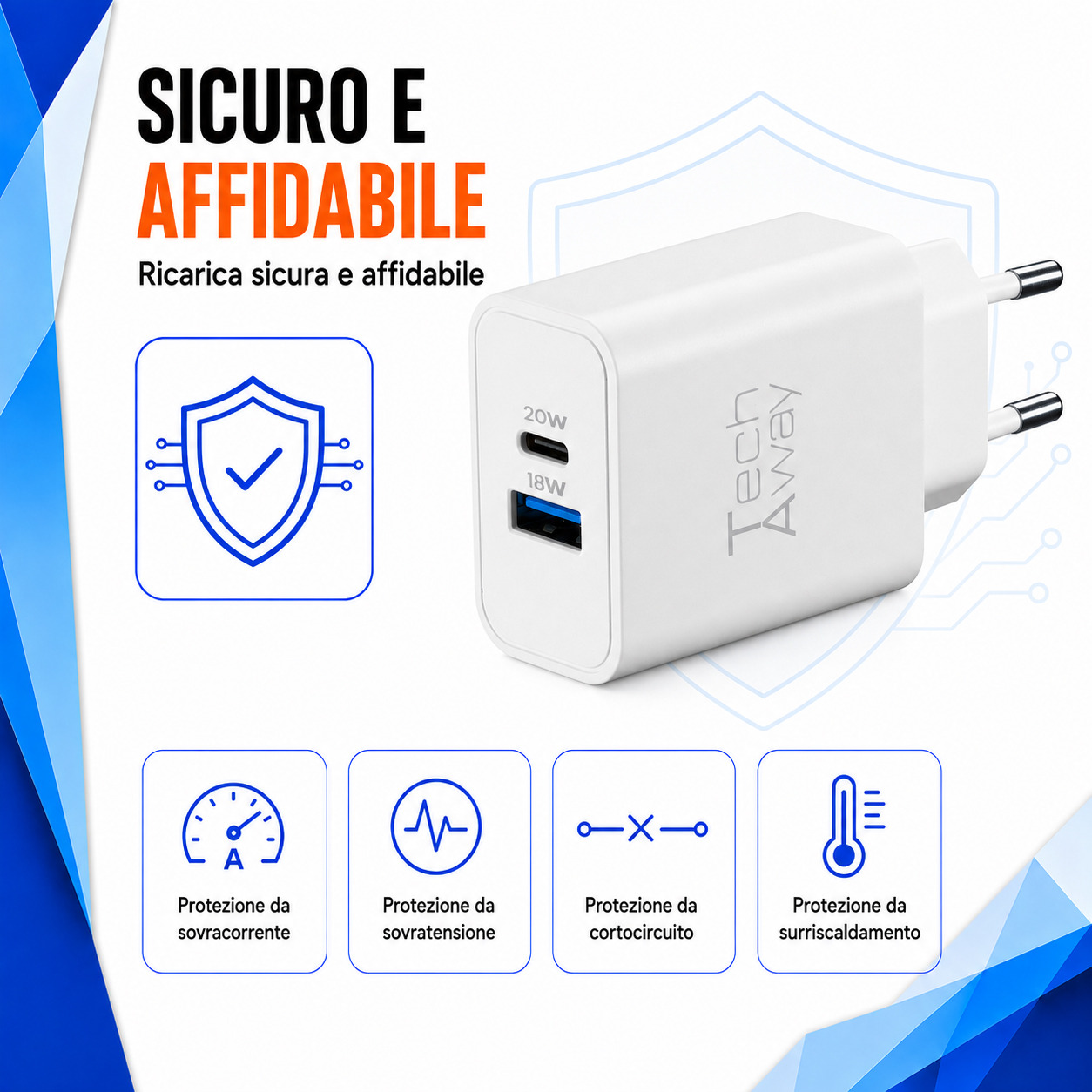 Tech Away GAN+ PD 20W CHARGER DUAL USB-A + USB-C PORT – image 3