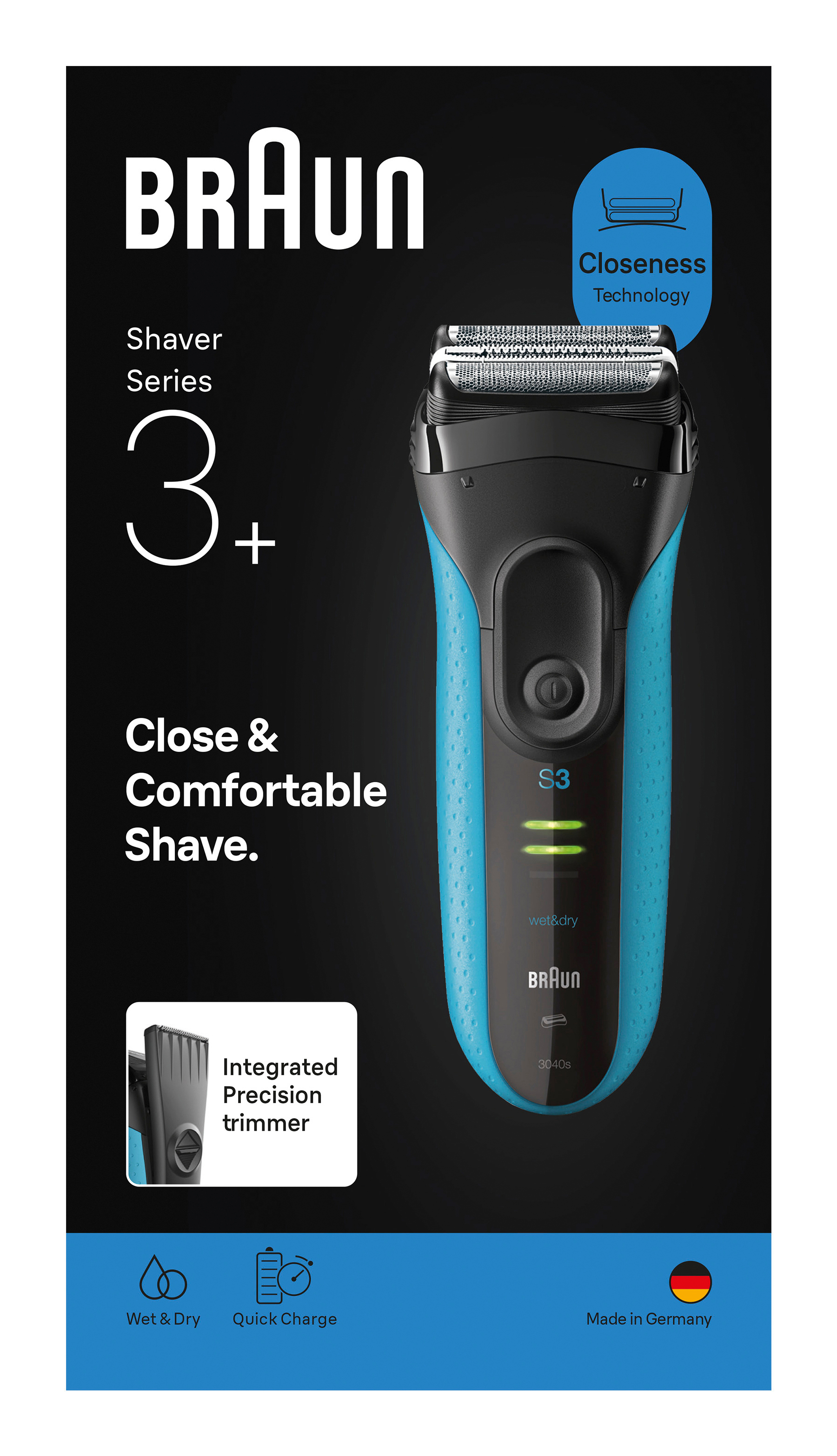 Braun Series 3 3040s Foil shaver Trimmer Black, Blue – image 5