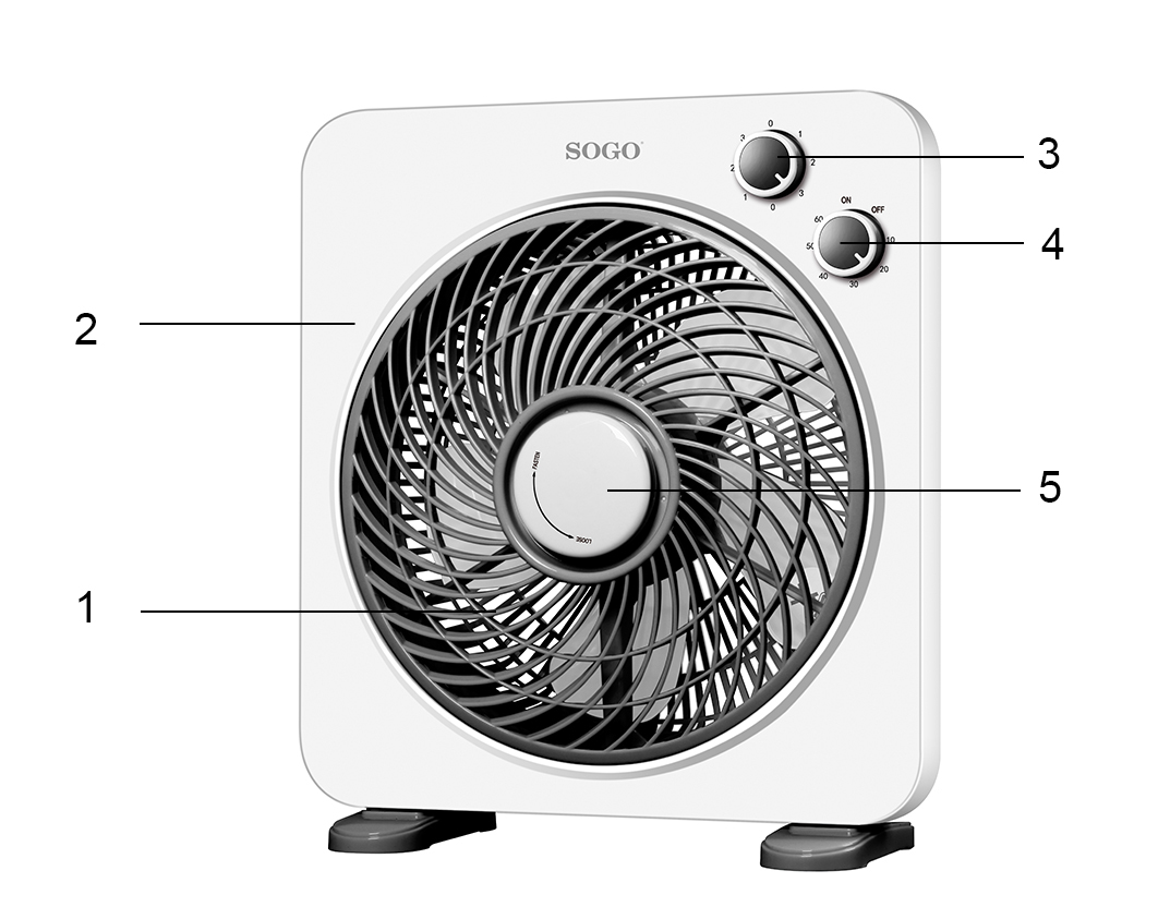 Sogo VEN-SS-21125 household fan Black, White – image 3