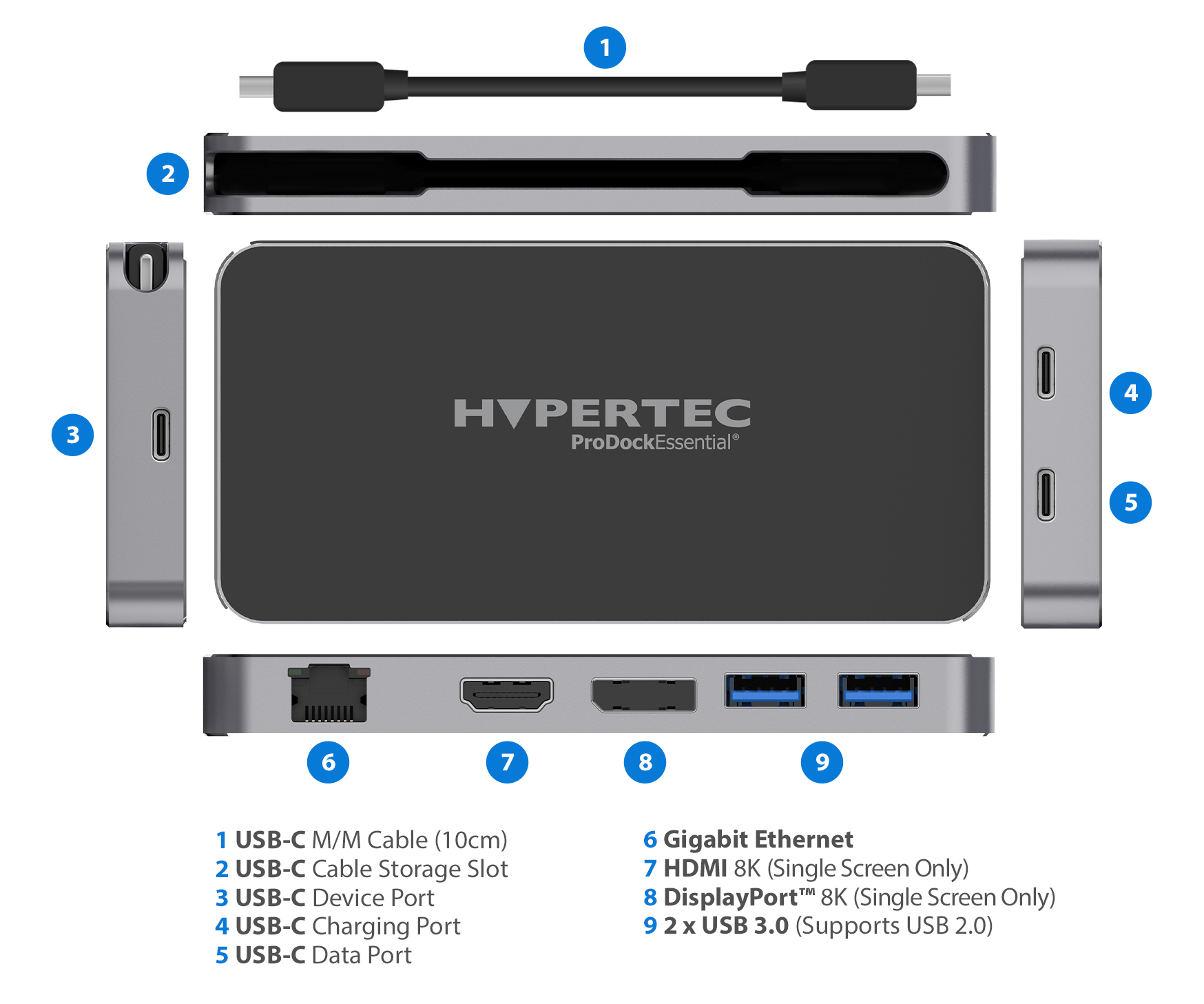 Hypertec ProDock EssentiaI - Universal USB-C Dock with HDMI, DisplayPort and Ethernet – image 8