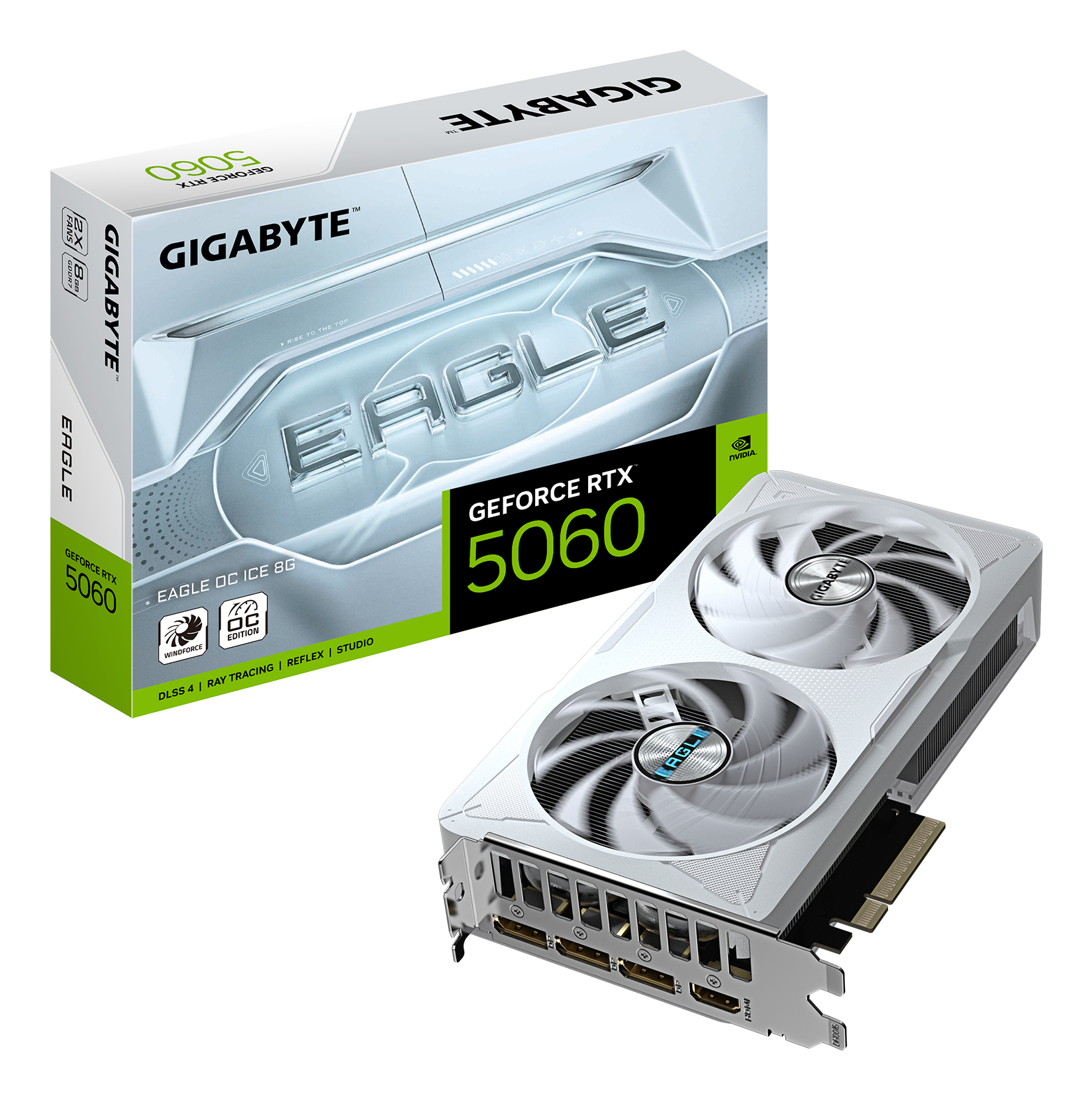 GIGABYTE GeForce RTX 5060 EAGLE OC ICE 8G Scheda Grafica - 8GB GDDR7, 128bit, PCI-E 5.0, 2550 MHz Frequenza core, 3 x DisplayPo