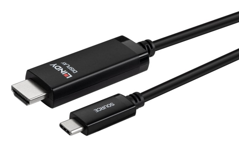 Lindy 43433 câble vidéo et adaptateur 1 m USB Type-C HDMI Noir