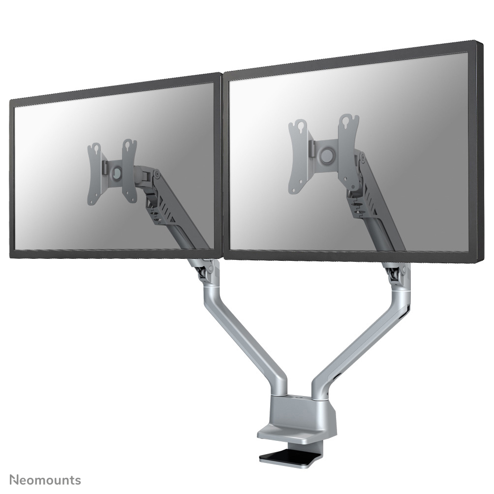 Neomounts FPMA-D750D - Mounting kit - full-motion - for 2 LCD displays - silver - screen size: 10"-32" - clamp mountable, grommet, desk-mountable