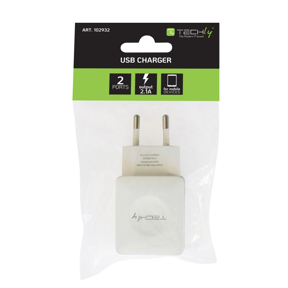 Techly IPW-USB-EC152W mobile device charger Universal White AC Indoor – image 2
