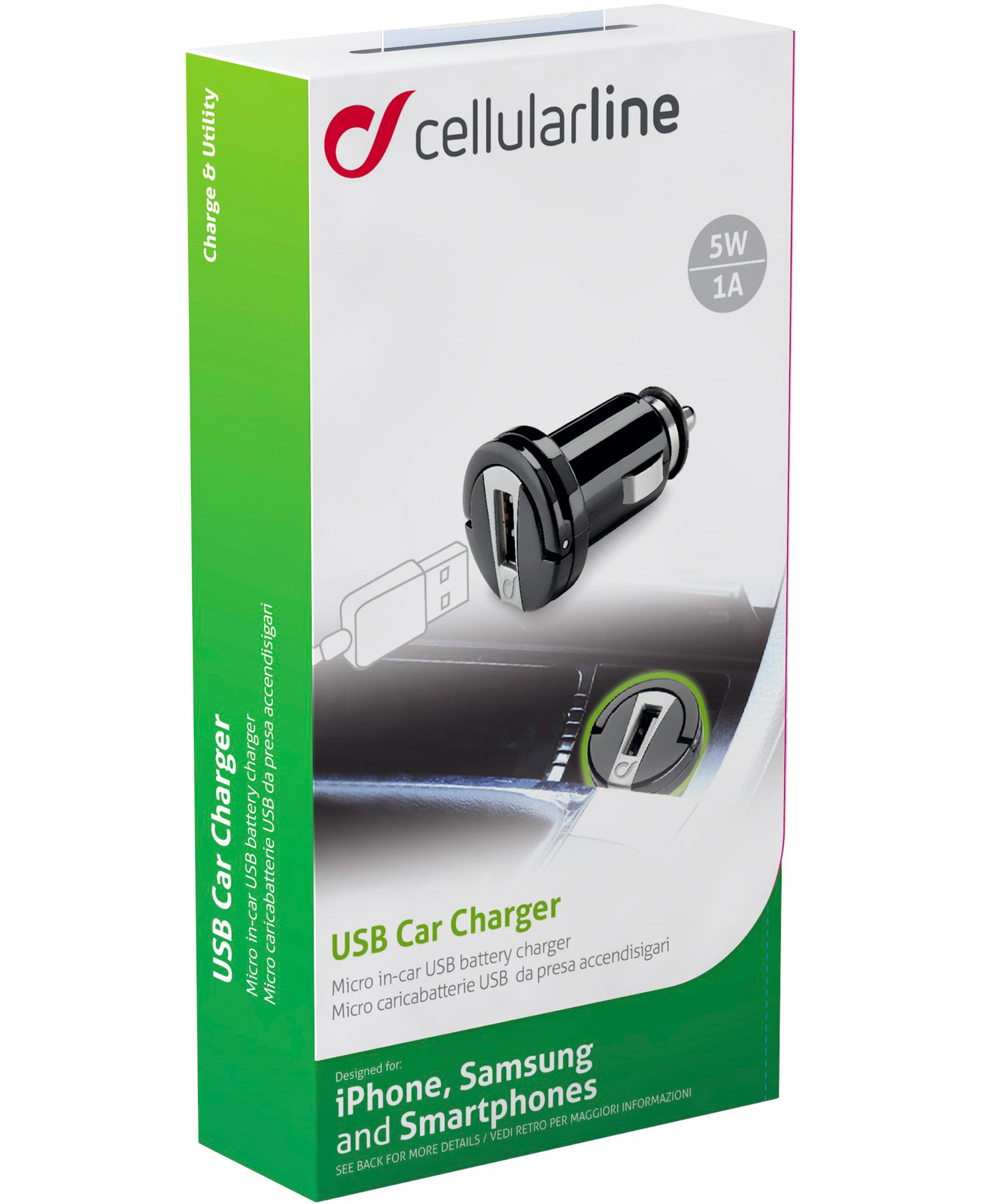 Cellularline USB Car Charger 1A - Huawei, Xiaomi, Wiko, Asus and other smartphone – image 3