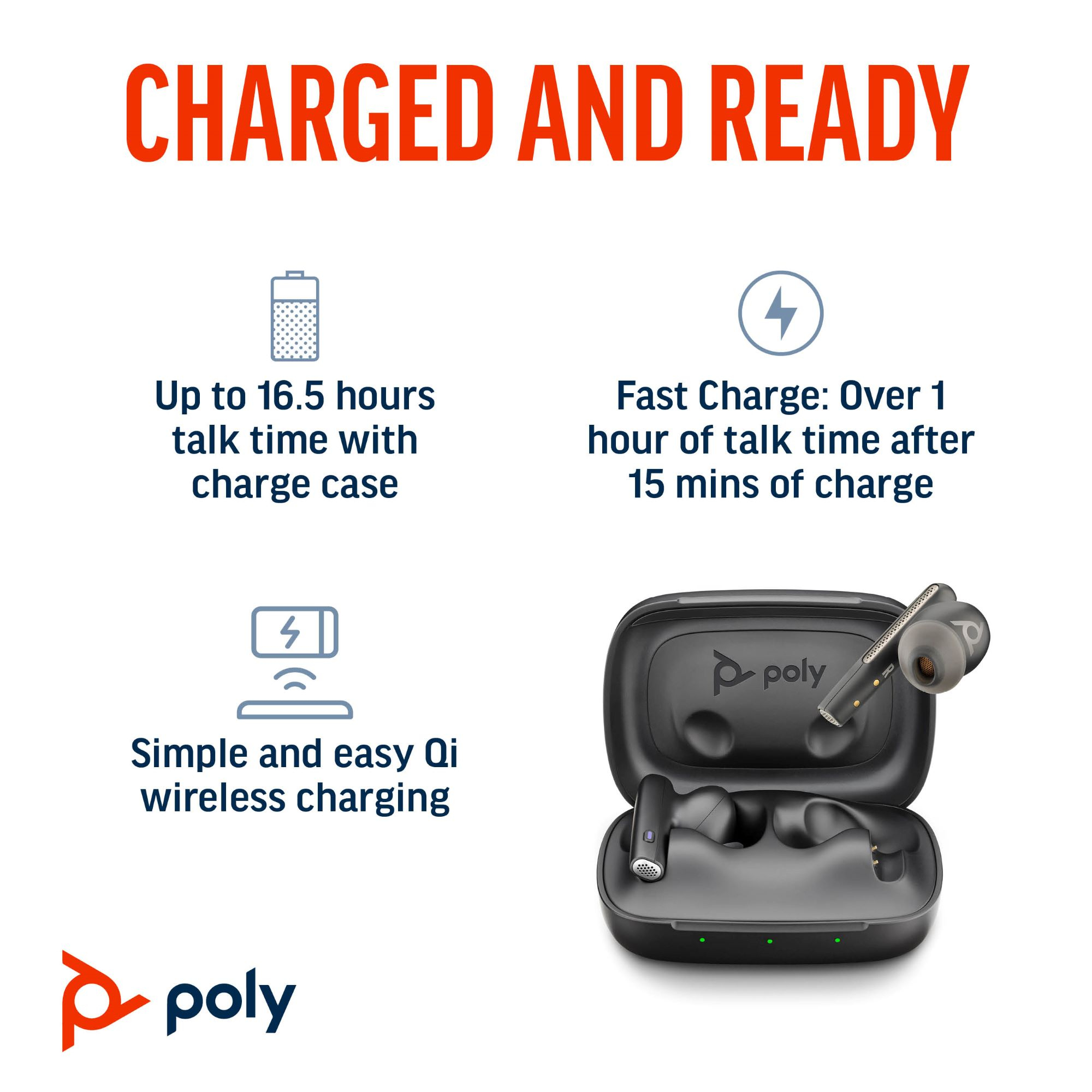 HP Poly Voyager Free 60 UC Carbon Black Earbuds +BT700 USB-C Adapter +Basic Charge Case – image 5