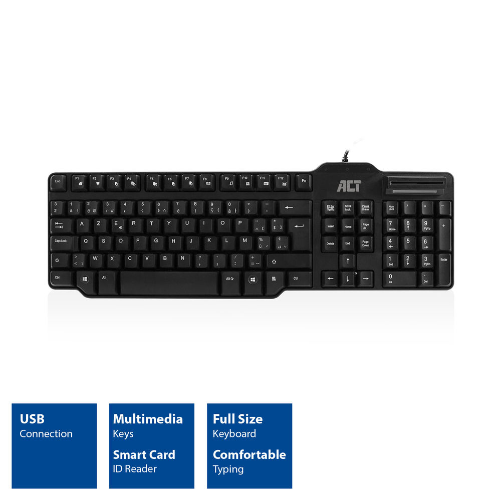 ACT Wired Keyboard with smart card reader (Azerty/BE layout) – image 3
