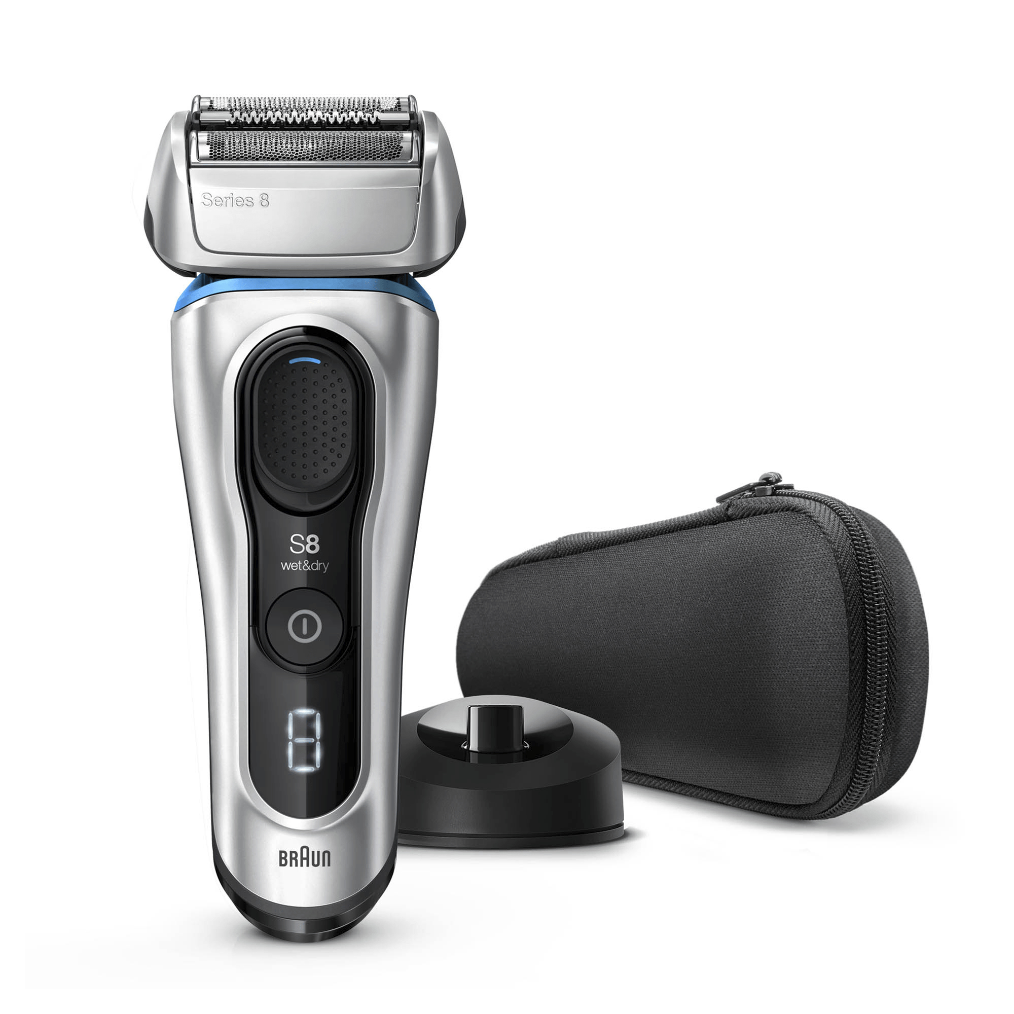Braun Series 8 8350s Next Generation Electric Shaver, Charging Stand, Fabric Case, Silver – image 2