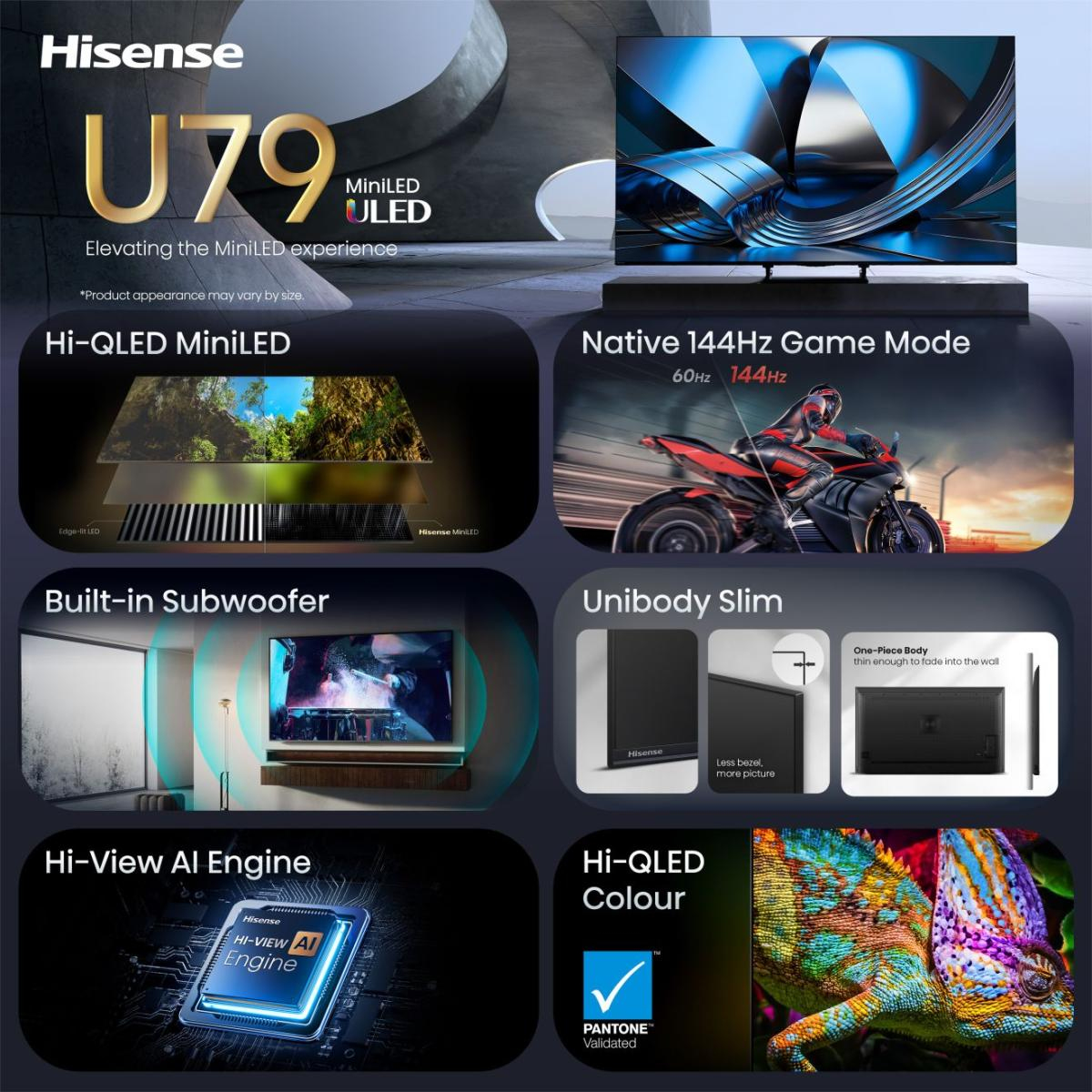 TV Hisense ULED 55U79SE 55 4K UltraHD 144Hz Smart TV VIDAA HDR10 Dolby Vision Atmos — photo 2