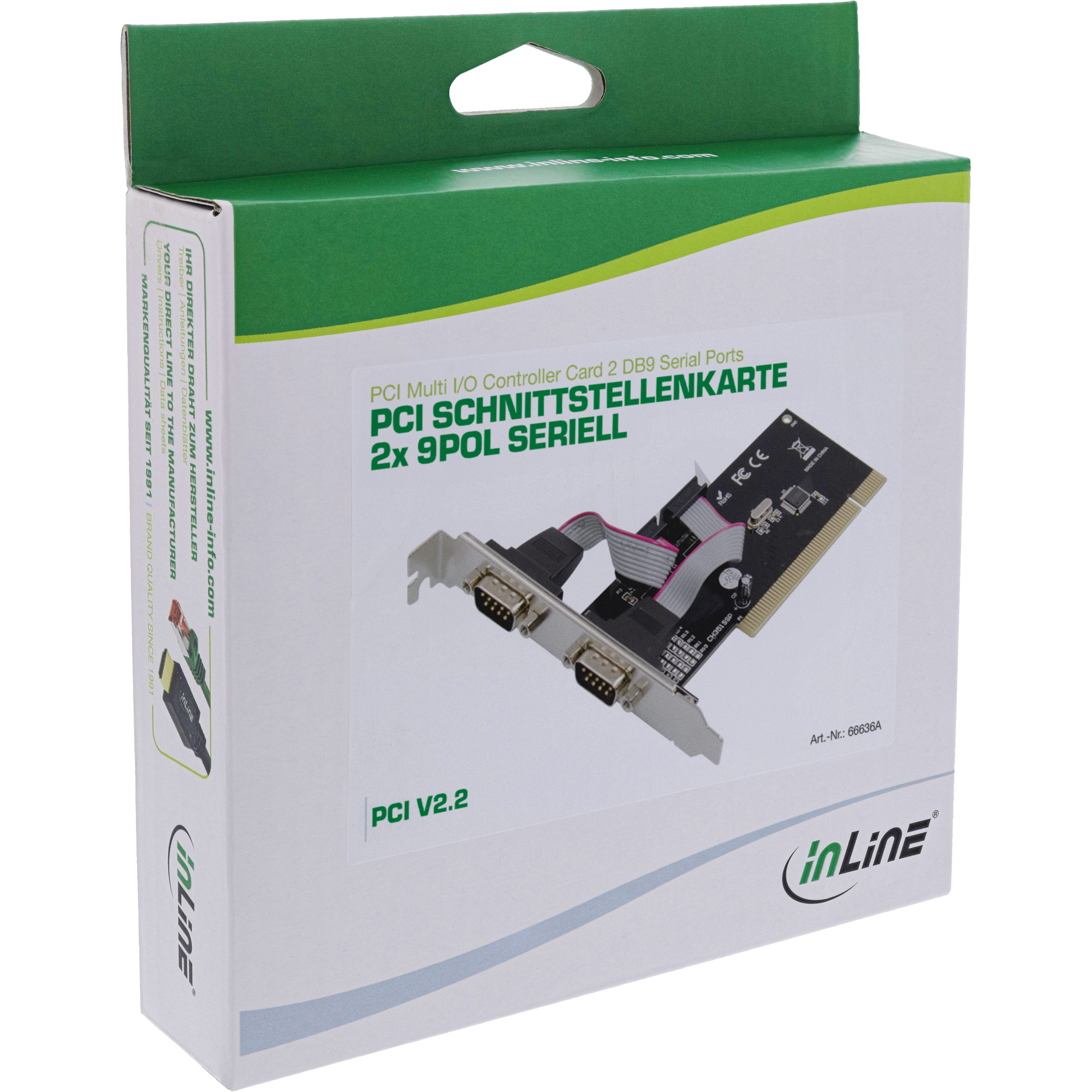 InLine PCI Multi I/O Controller Card 2 DB9 Serial Ports – image 4