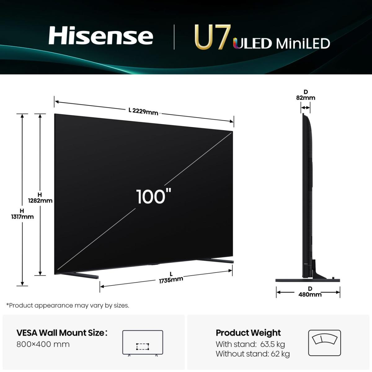 TV Hisense Mini LED 100U7Q 253 cm 2025 — photo 2