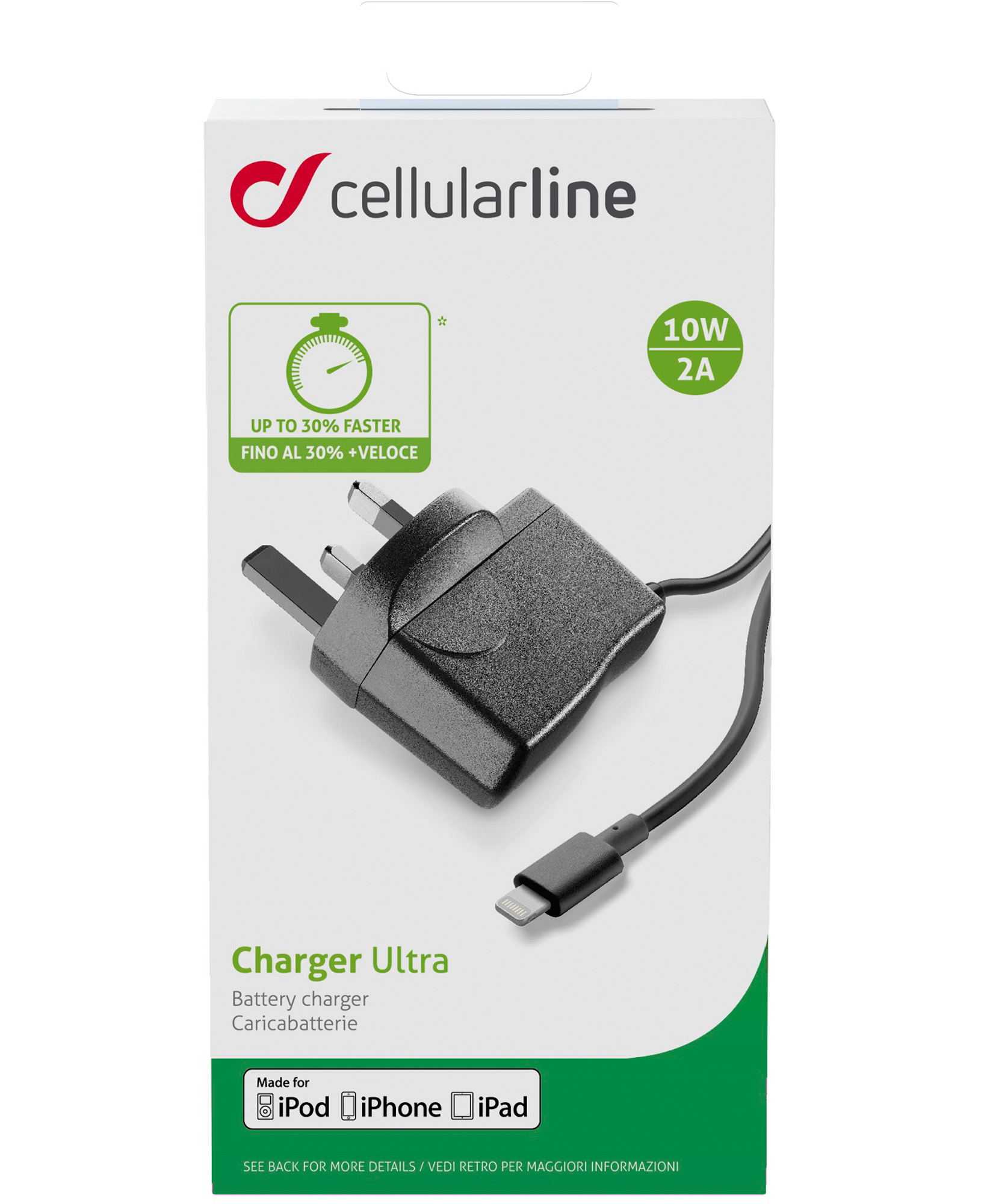Cellularline Charger with Lightning Cable - UK Plug – image 3