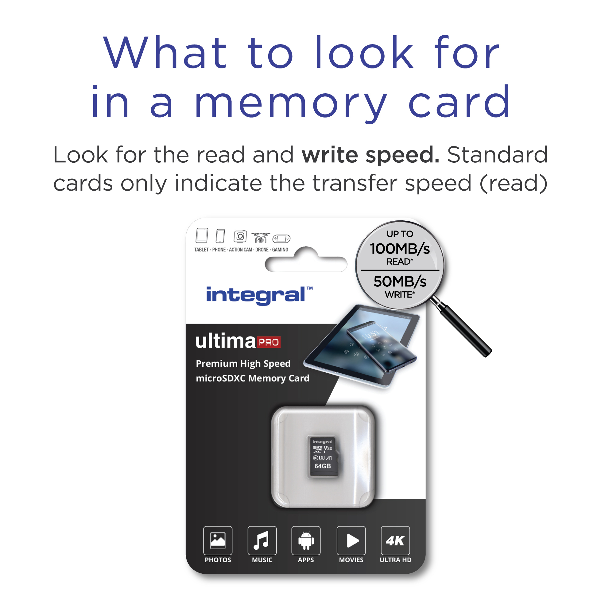 Integral 64GB MICRO SDXC UHS-1 U3 CL10 V30 A1 UP TO 100MBS READ 50MBS WRITE – image 4