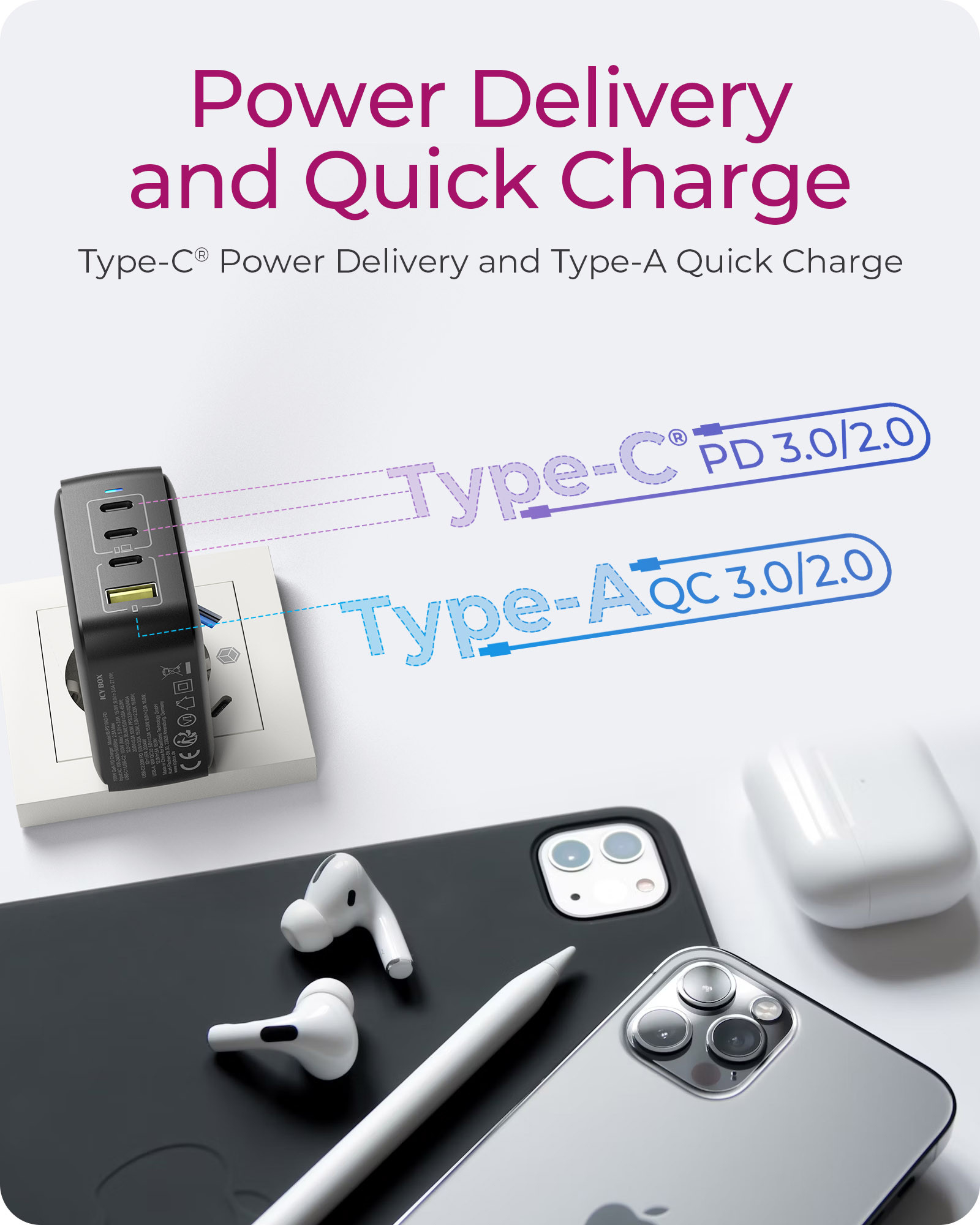 ICY BOX IB-PS1040-PD Universal Black AC Fast charging Indoor – image 5