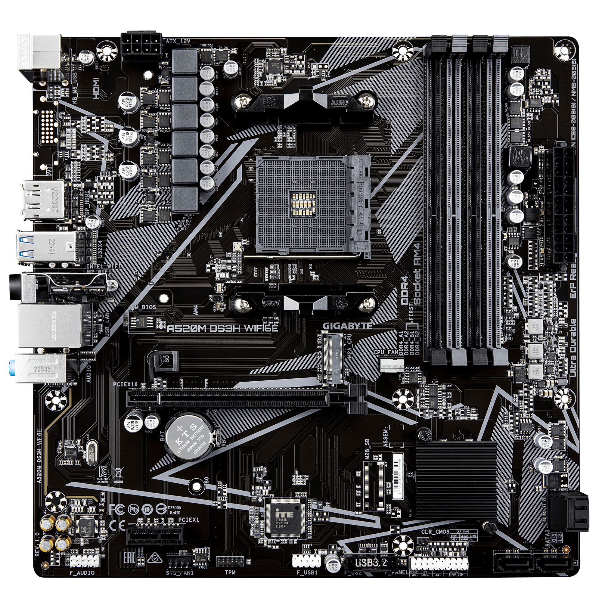 Gigabyte A520M DS3H WiFi6E          (A520,AM4,mATX,DDR4) Mainboards AMD