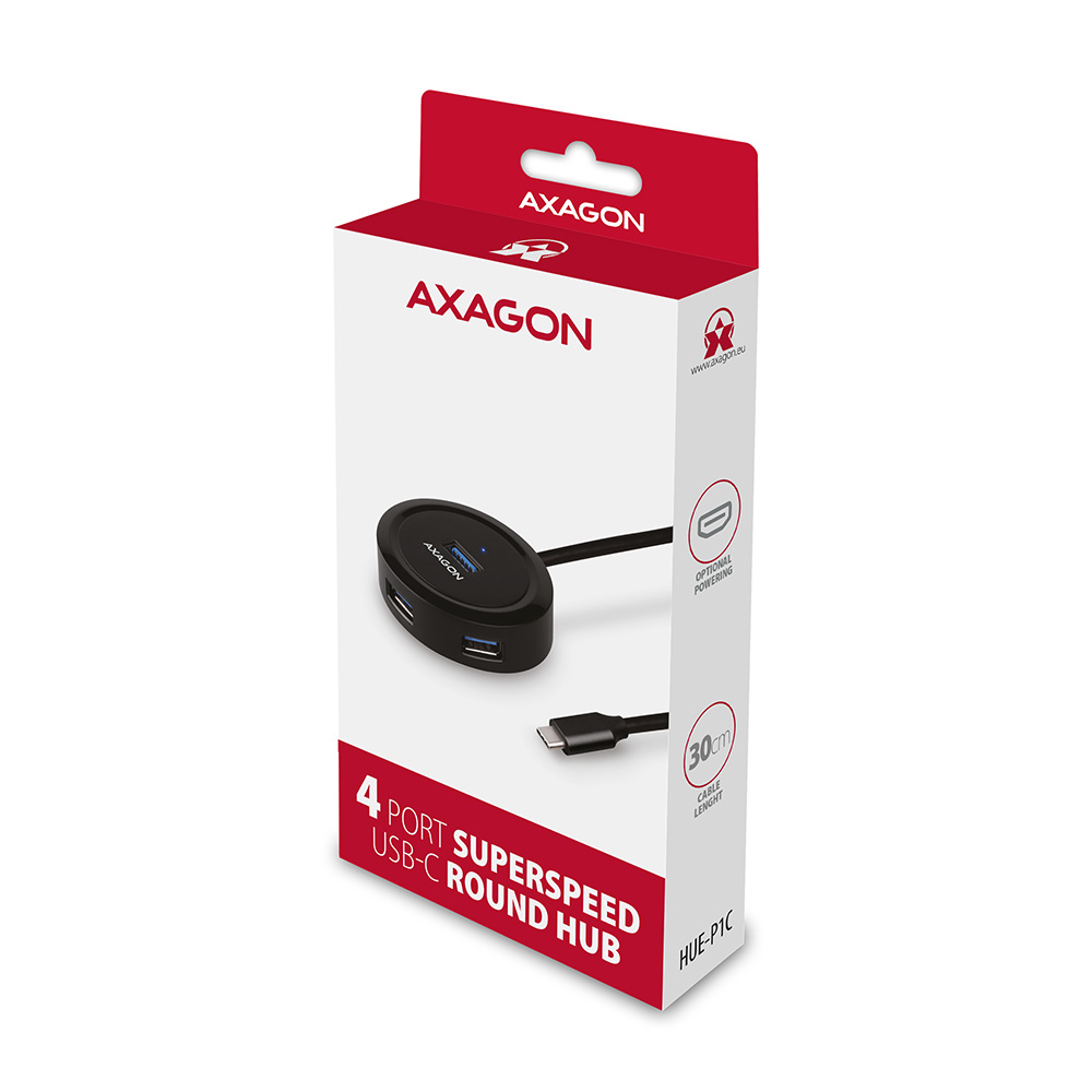Axagon HUE-P1C 4x USB 3.2 Gen 1 ROUND hub micro power IN 30cm USB-C – image 7