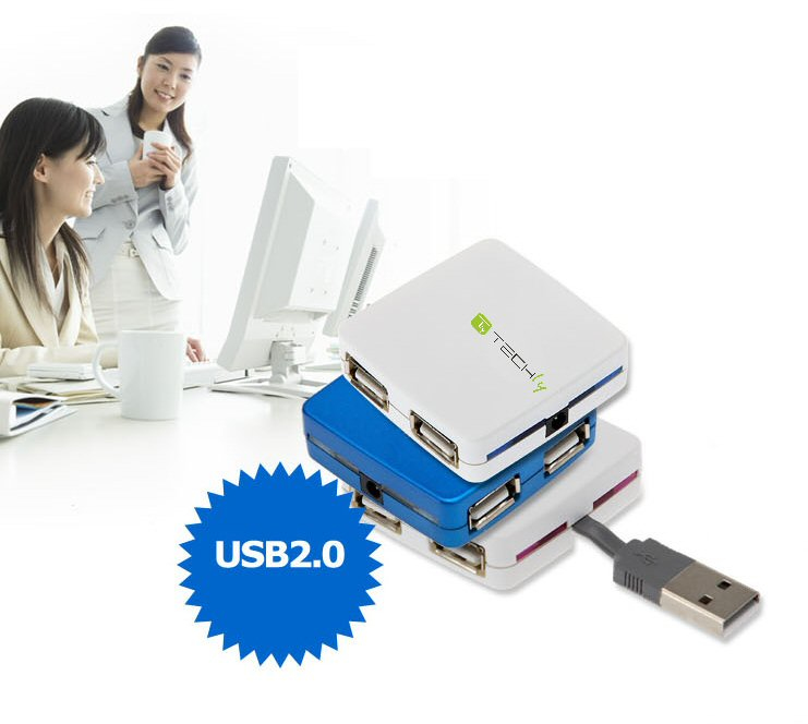 Techly Box mini Hub USB 2.0 4 porte Bianco IUSB2-HUB4-480WH – image 4