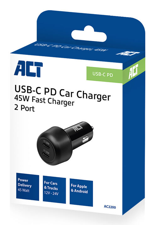ACT 2-port USB-C Fast Car Charger – image 8