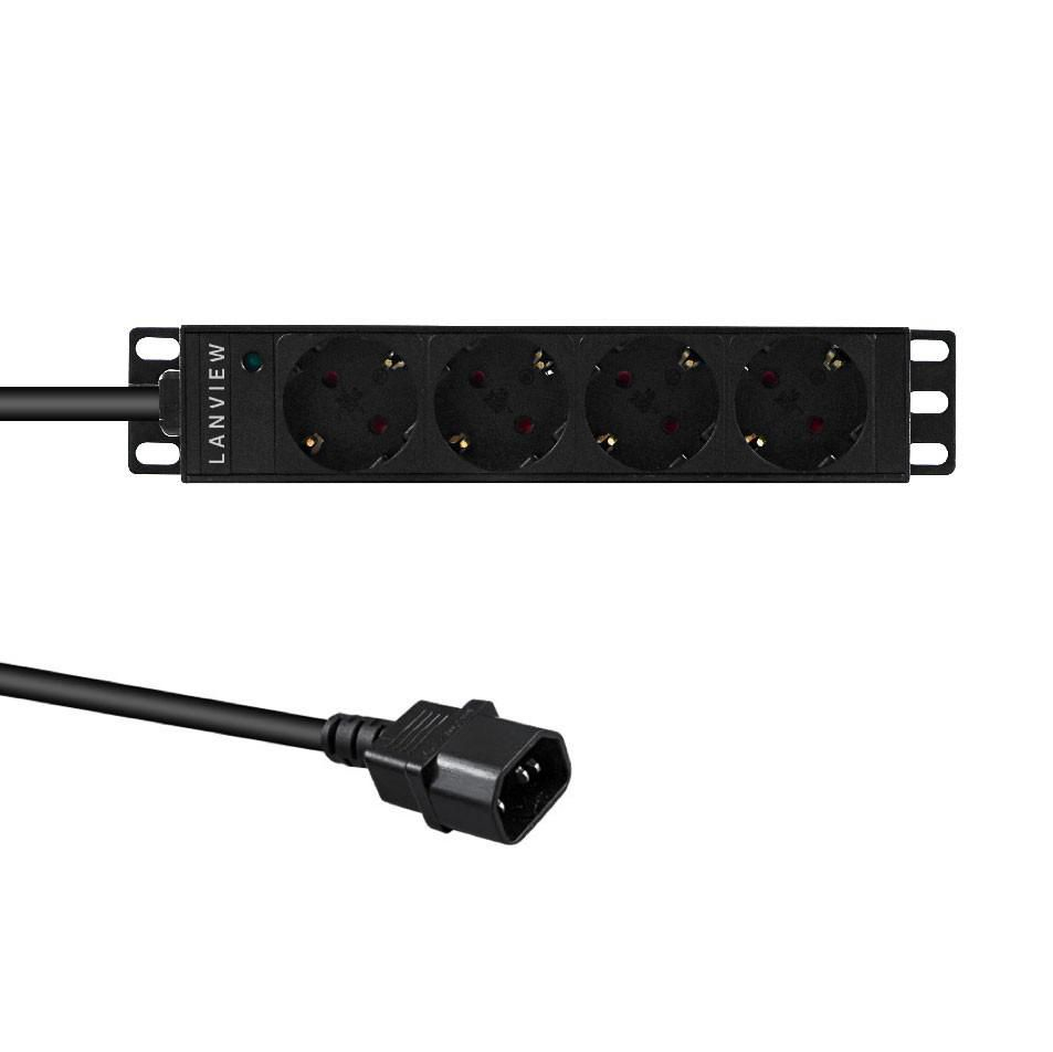 Lanview LVR-2MSCH-SCH-C13-4 power distribution unit (PDU) 4 AC outlet(s) 1U Black – image 1