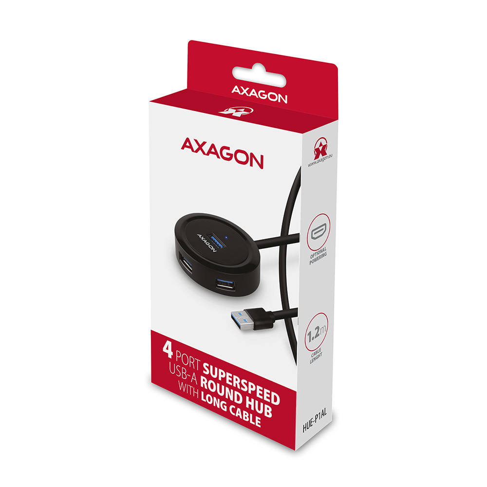 Axagon HUE-P1AL interface hub USB 3.2 Gen 1 (3.1 Gen 1) Type-A 5000 Mbit/s Black – image 7
