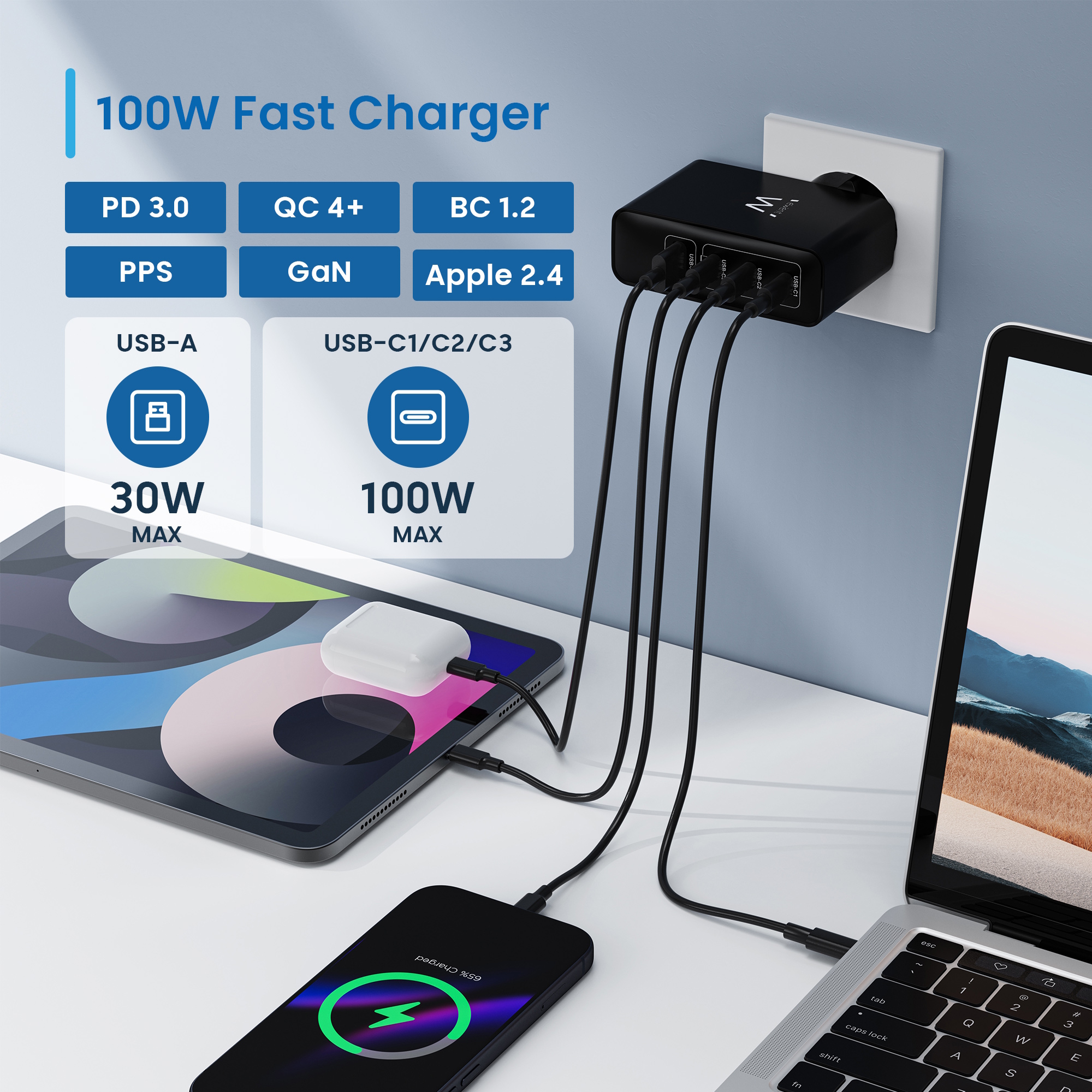 Ewent EW1336 mobile device charger Universal Black AC Fast charging Indoor – image 4