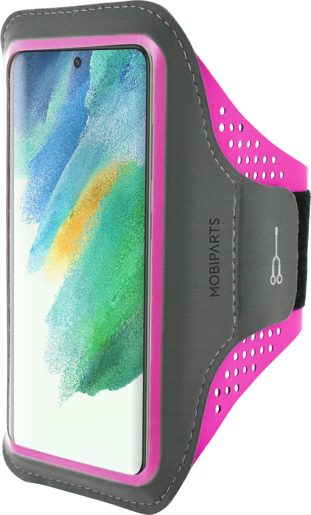 Mobiparts Comfort Fit Sport Armband Samsung Galaxy S21 FE (2022) Neon Pink – image 1
