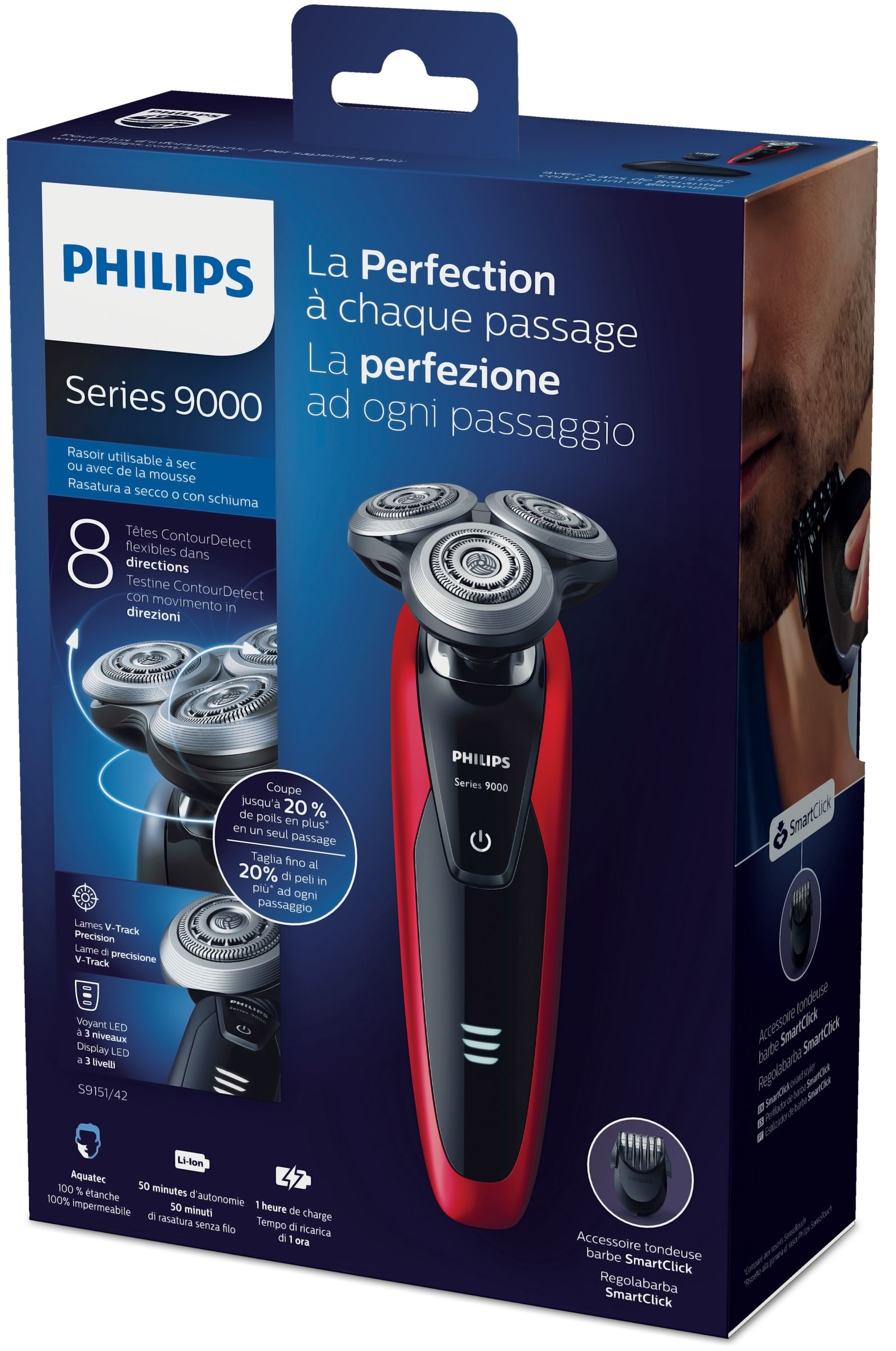 Philips SHAVER Series 9000 S9151/42 men's shaver Black, Red – image 2