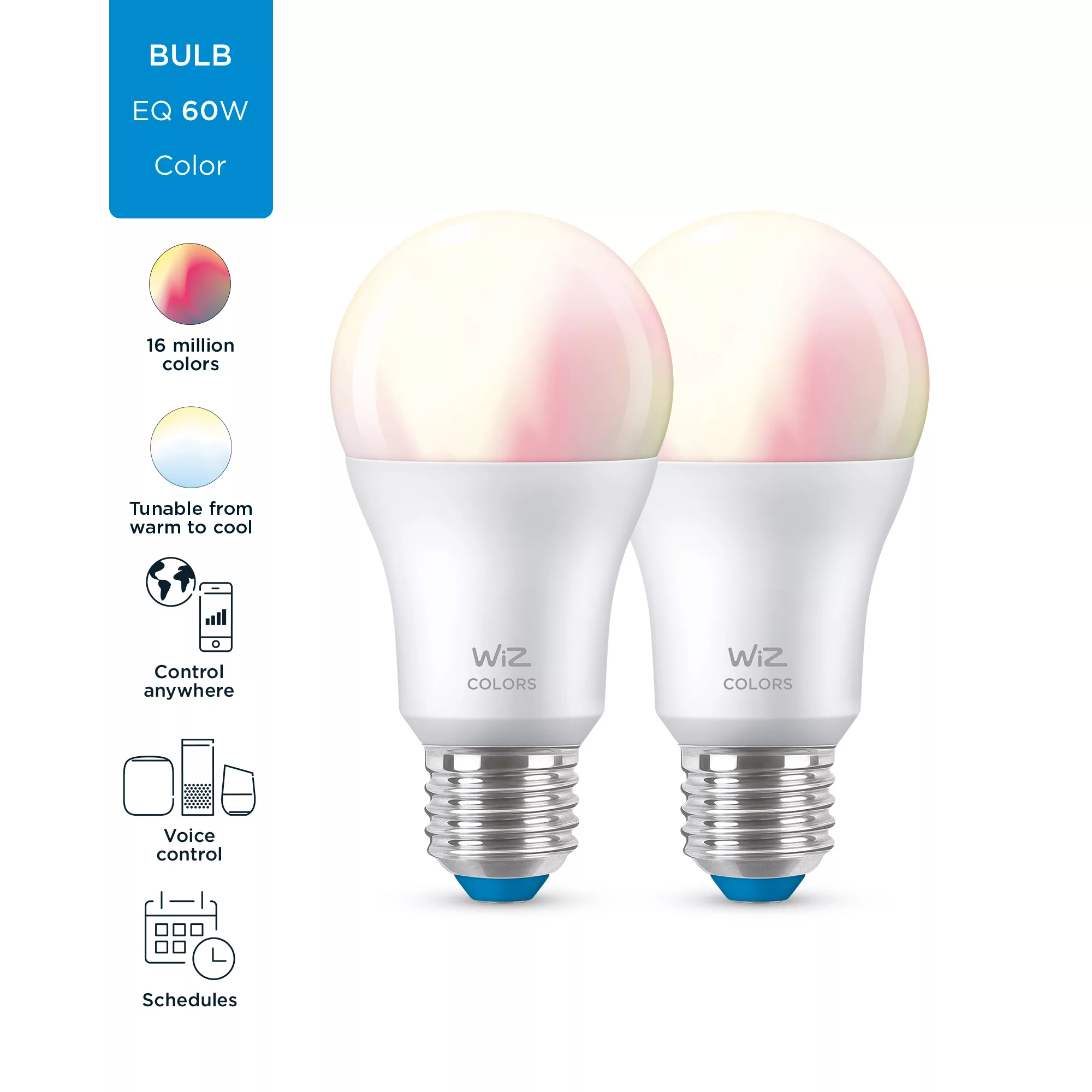 WiZ Bulb 8W (Eq.60W) A60 E27 x2 – image 3