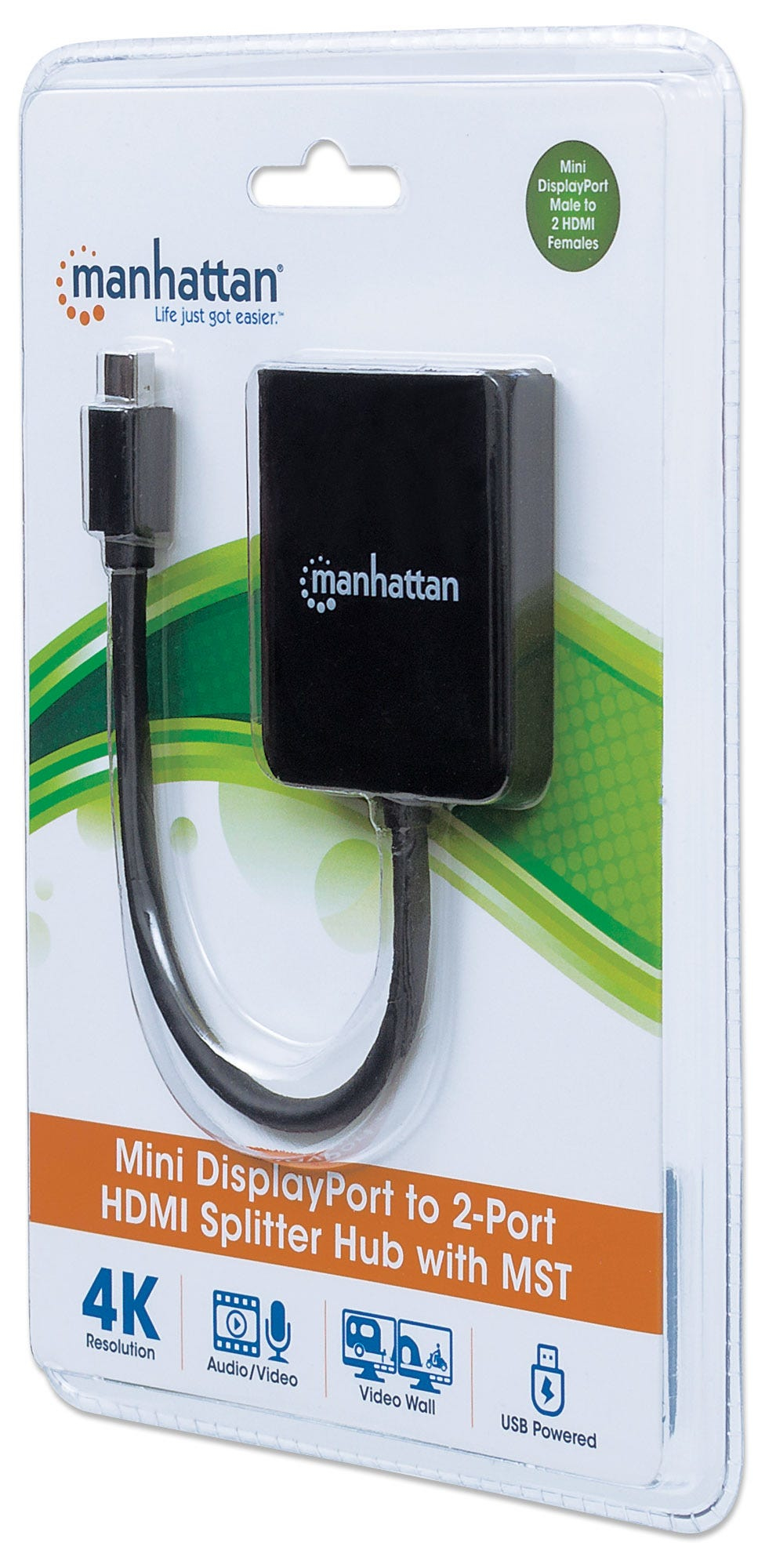 Manhattan Mini DisplayPort to 2-Port HDMI Splitter Hub with MST, 4K@30Hz, USB-A Powered, Video Wall Function, HDCP 2.2 – image 5