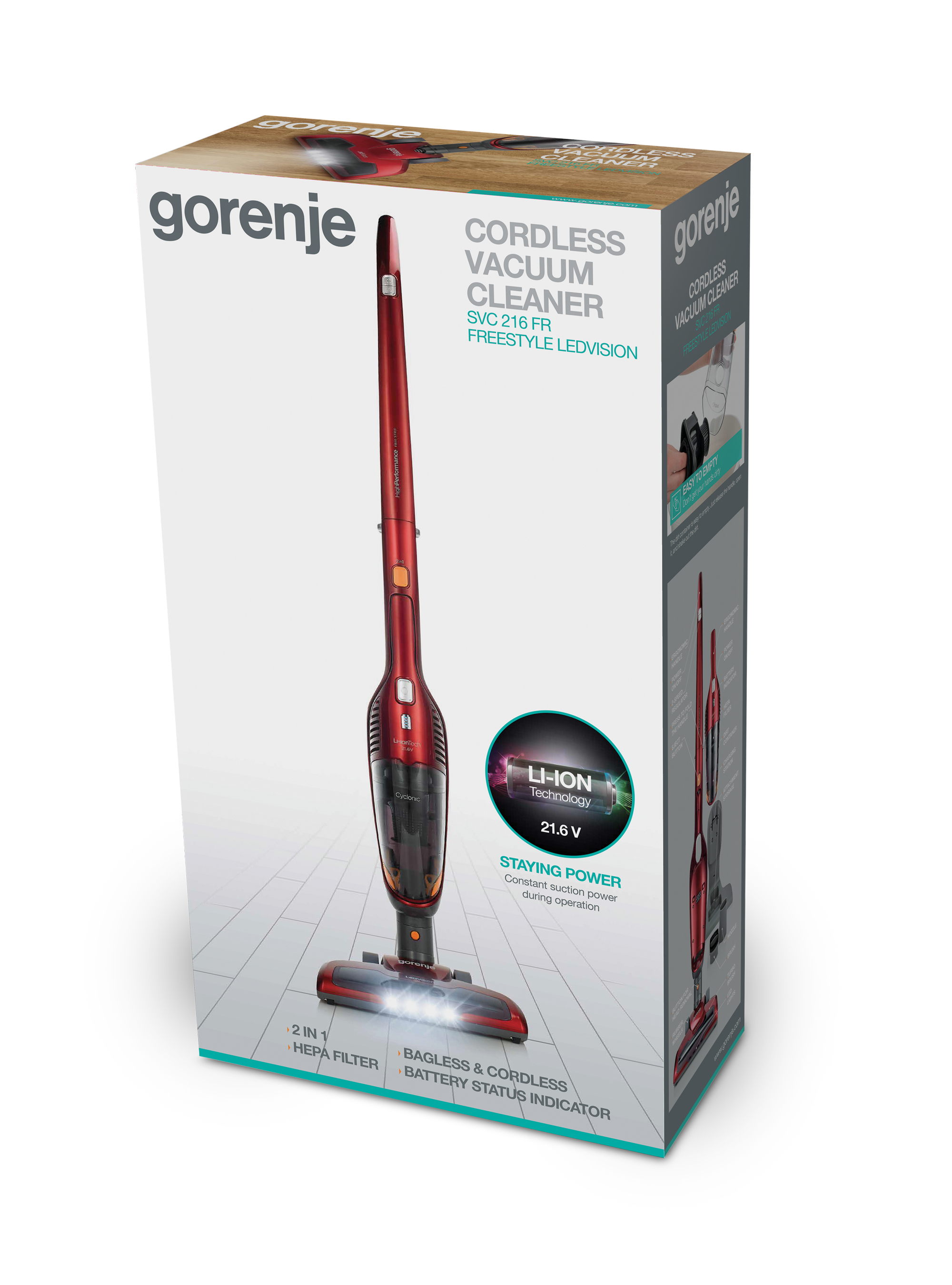 Gorenje SVC216FR 2-in-1 stick vacuum Battery Dry HEPA Bagless – image 9