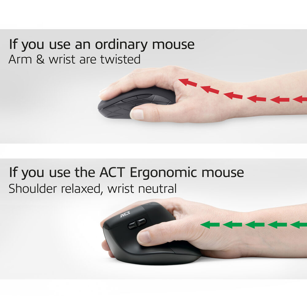 ACT Ergonomic wireless mouse 1600 DPI with vertical grip, eco-friendly – image 5
