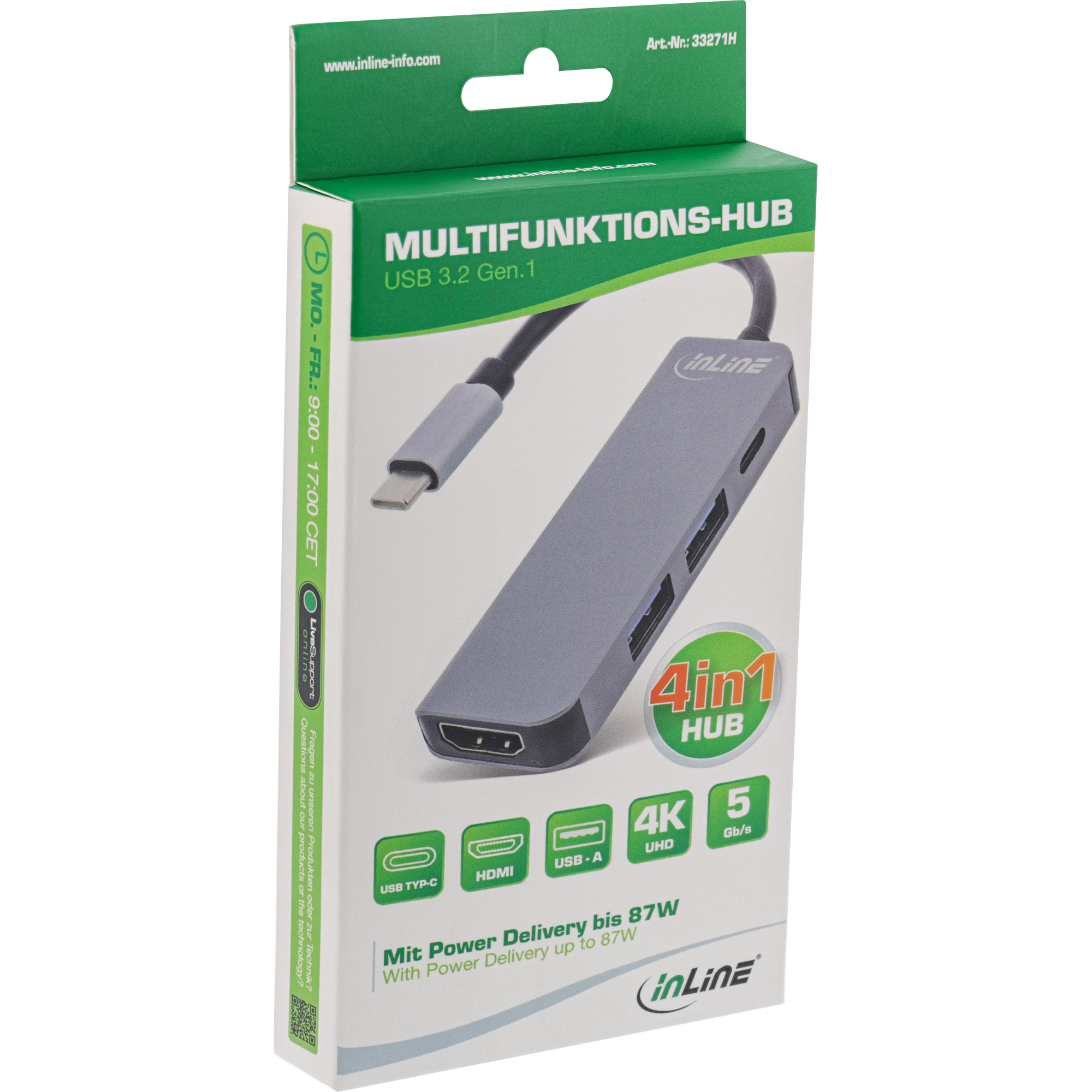 InLine Multihub USB 3.2 Gen.1, 2x USB-A, HDMI 4K/30Hz, USB-C PD – image 5