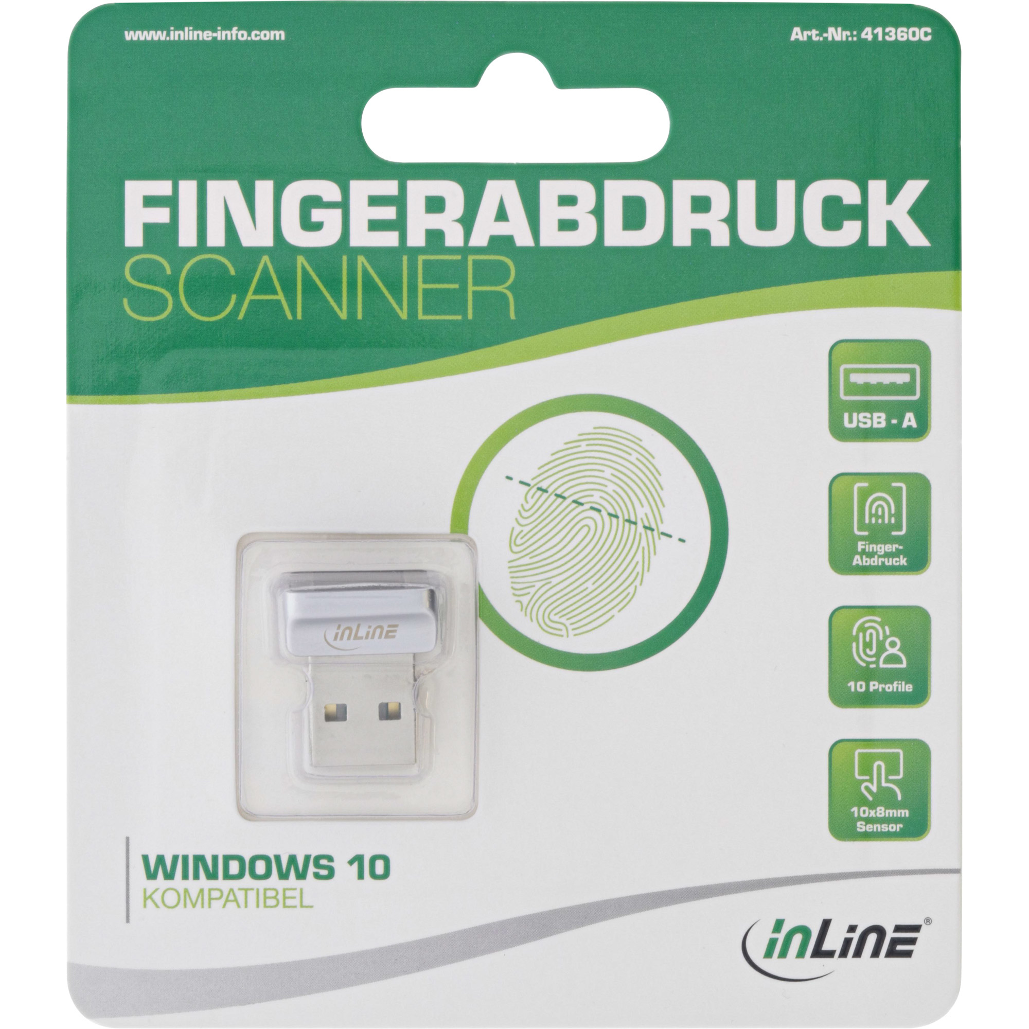 InLine USB Fingerprint Scanner, Windows Hello compatible – image 3