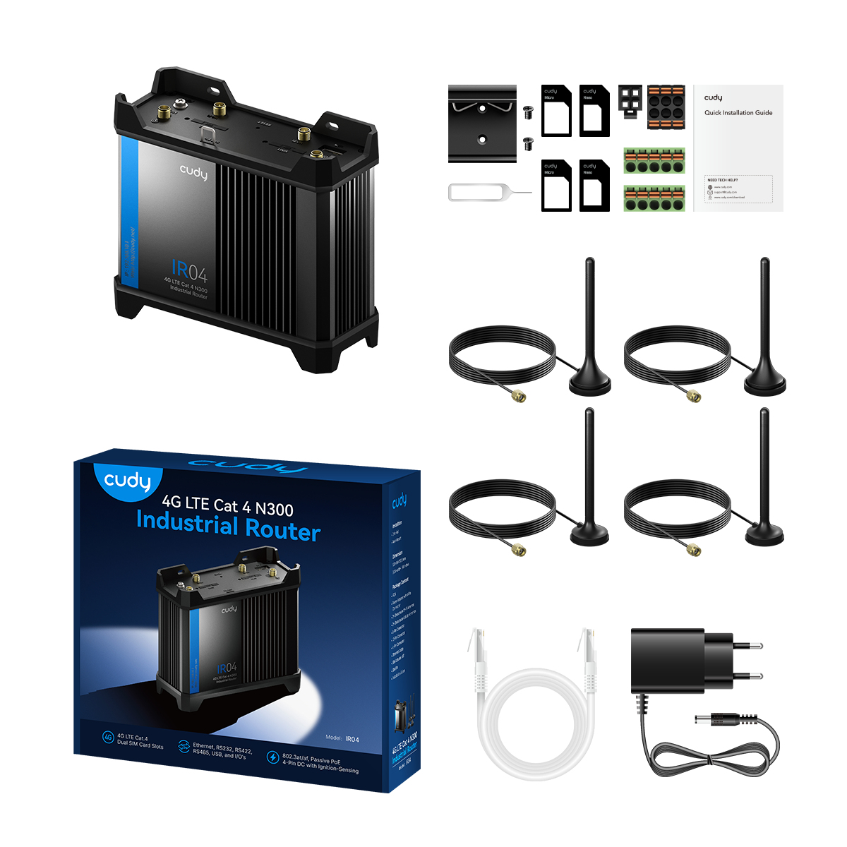 Cudy 4G LTE Cat 4 N300 Industrial Wi-Fi Router, IR04 1.0 – image 3